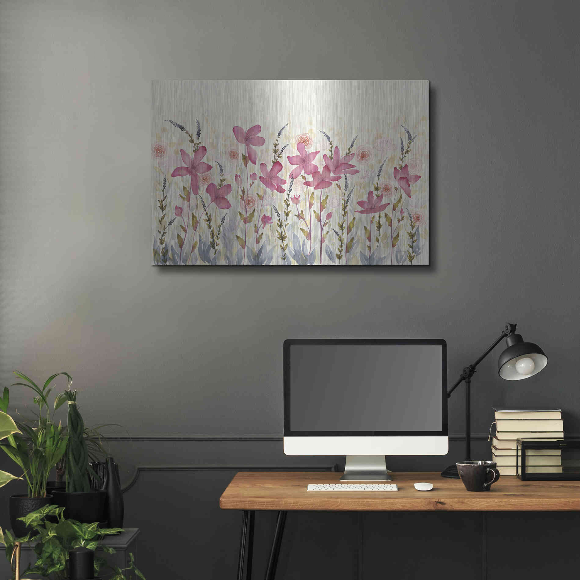 Luxe Metal Art 'Watercolor Garden' by Elyse DeNeige, Metal Wall Art,36x24