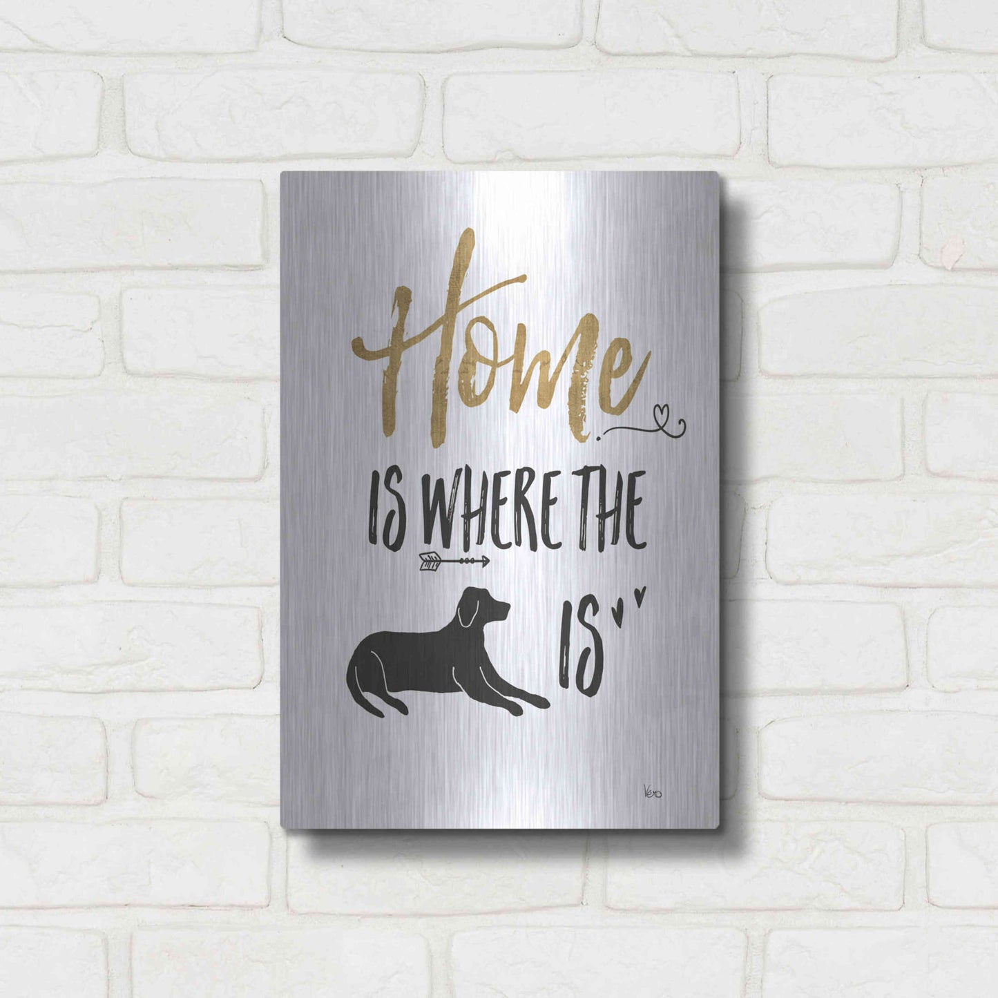 Luxe Metal Art 'Pet Love I' by Veronique Charron, Metal Wall Art,12x16