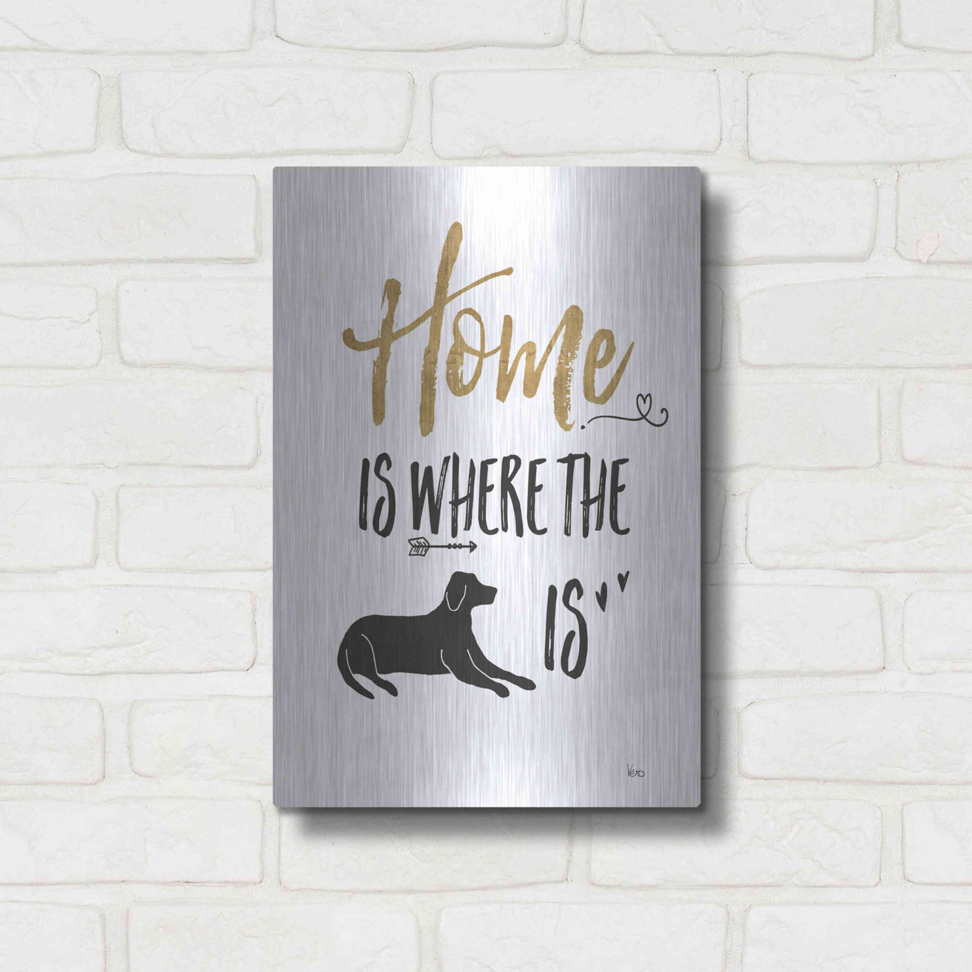 Luxe Metal Art 'Pet Love I' by Veronique Charron, Metal Wall Art,12x16