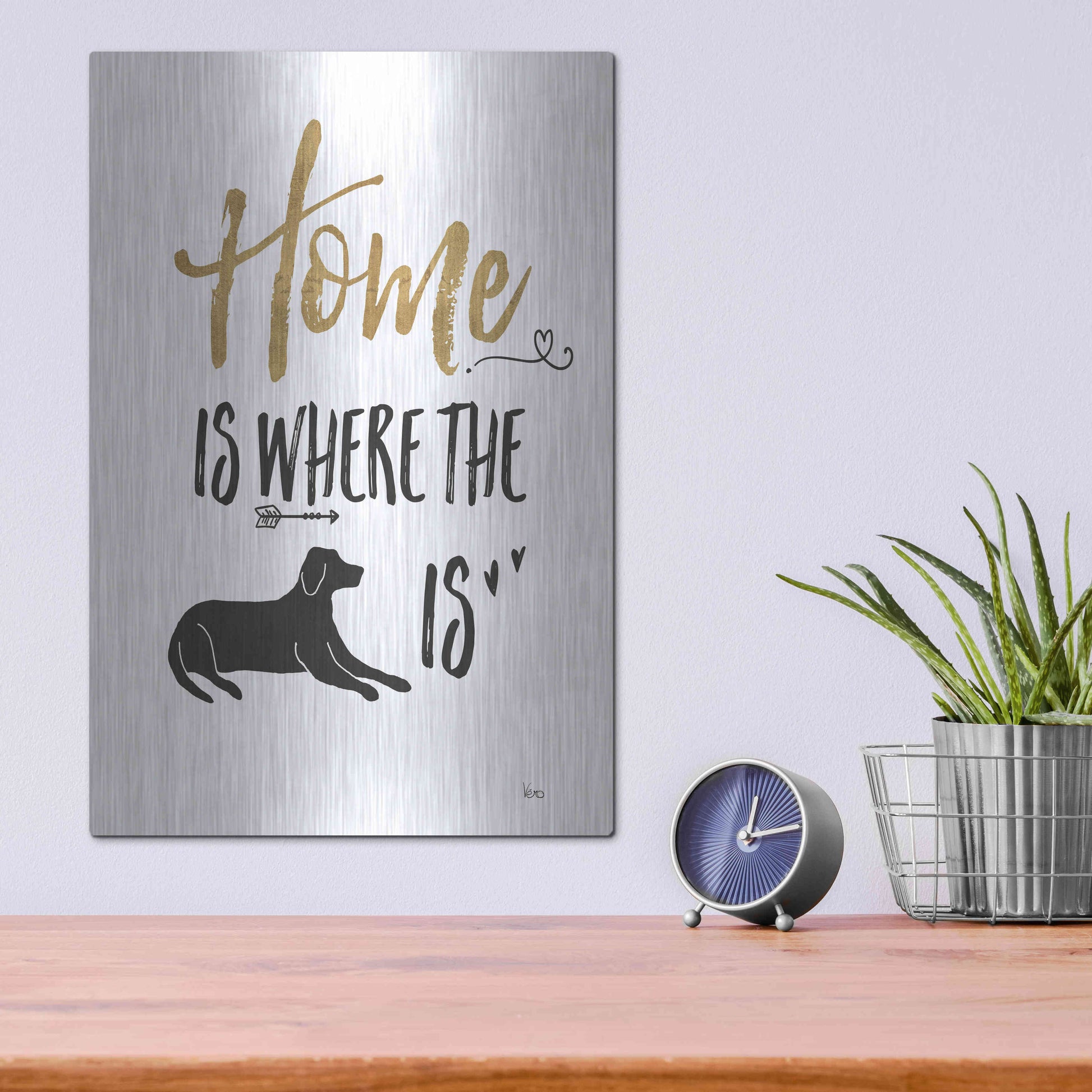 Luxe Metal Art 'Pet Love I' by Veronique Charron, Metal Wall Art,12x16