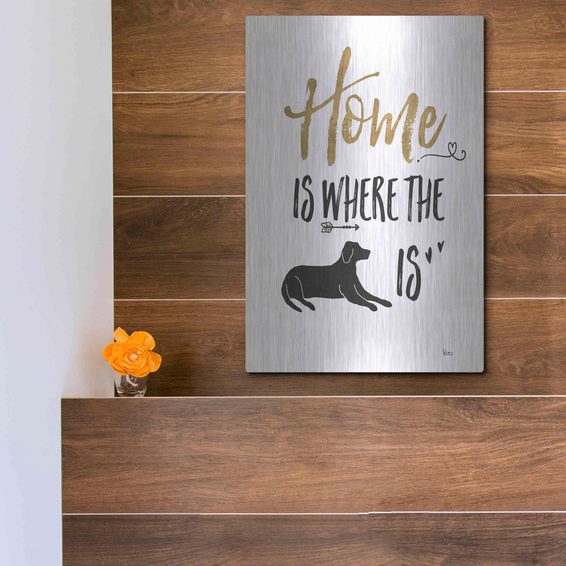 Luxe Metal Art 'Pet Love I' by Veronique Charron, Metal Wall Art,12x16