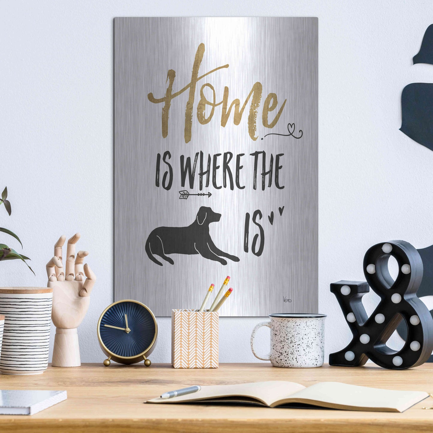 Luxe Metal Art 'Pet Love I' by Veronique Charron, Metal Wall Art,12x16