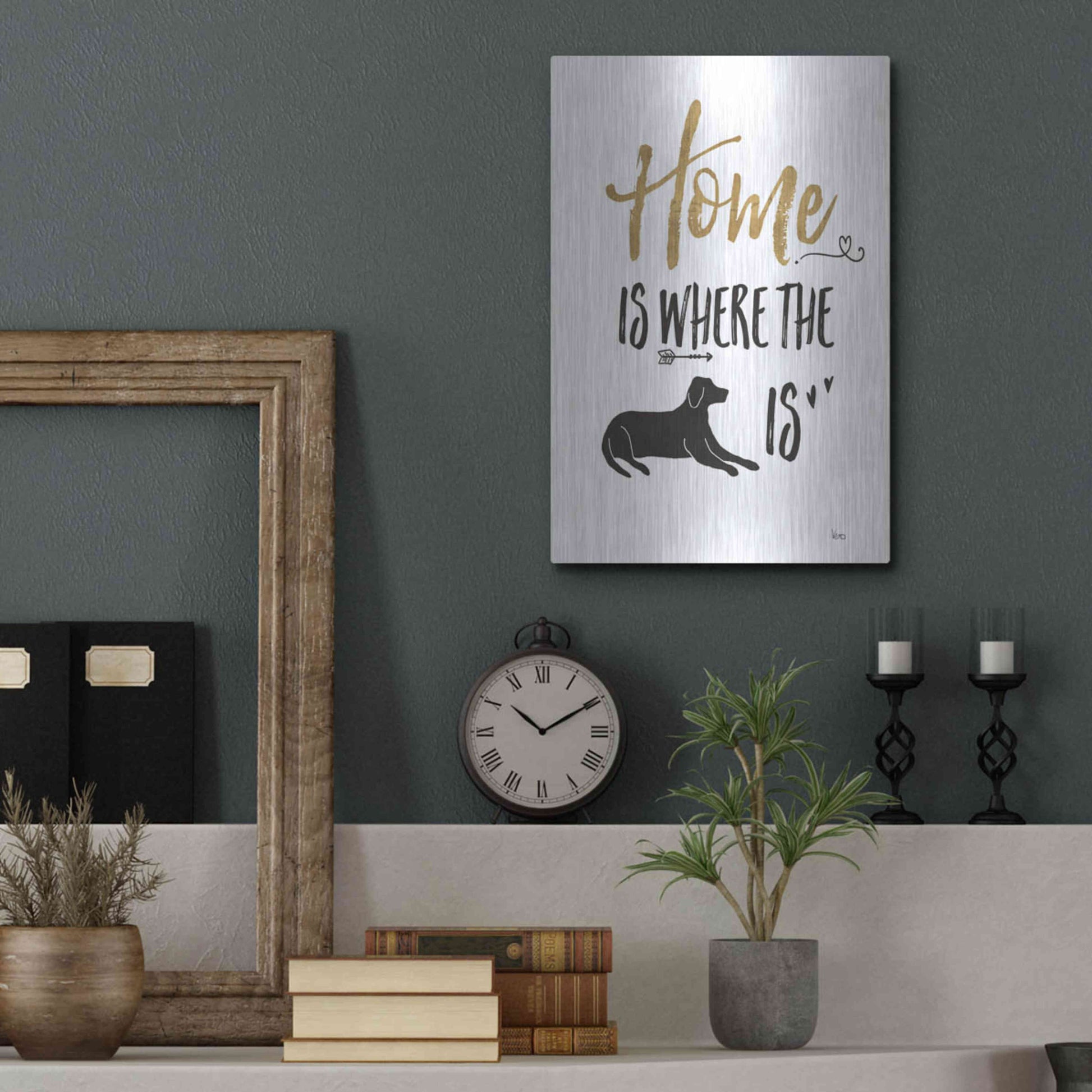 Luxe Metal Art 'Pet Love I' by Veronique Charron, Metal Wall Art,12x16