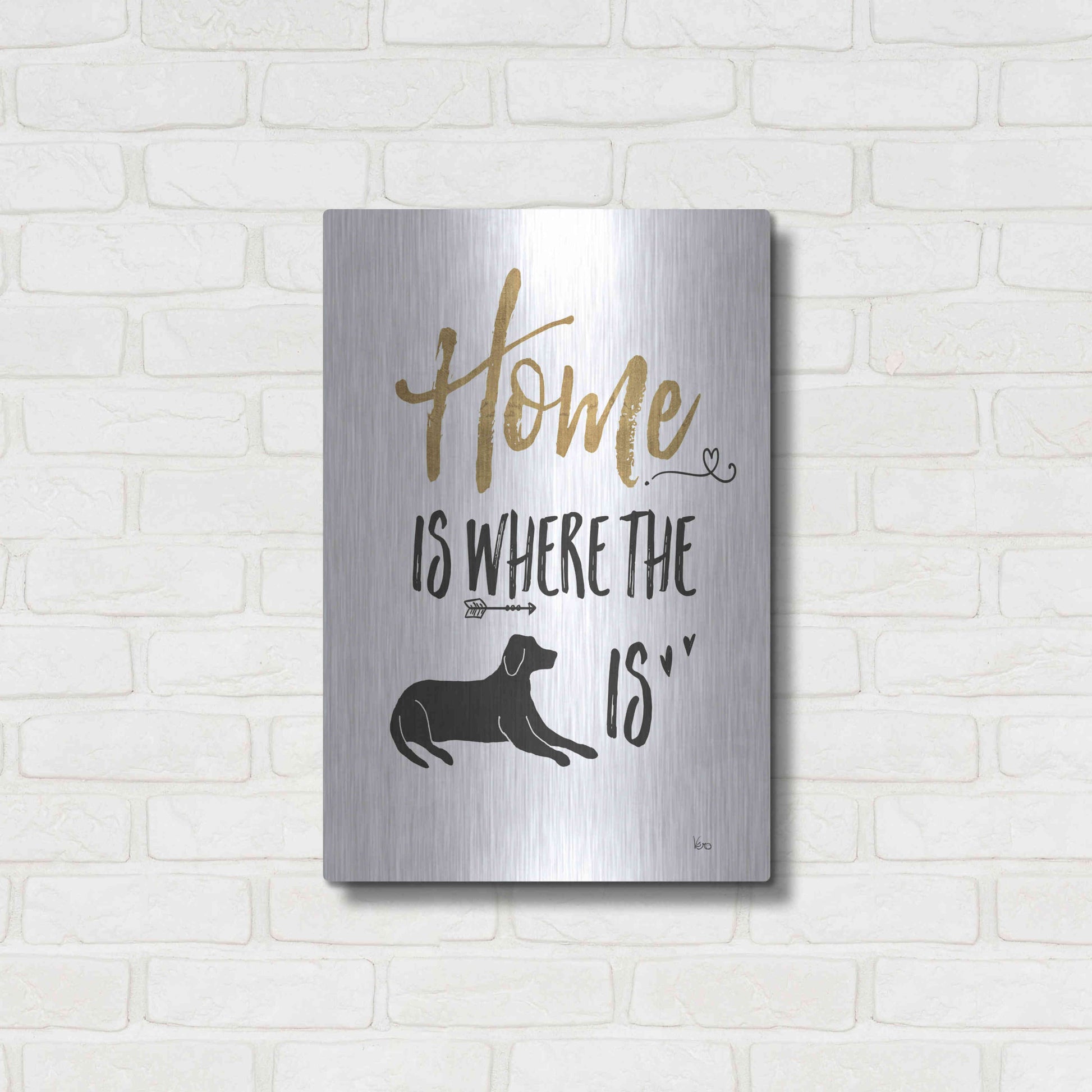 Luxe Metal Art 'Pet Love I' by Veronique Charron, Metal Wall Art,16x24