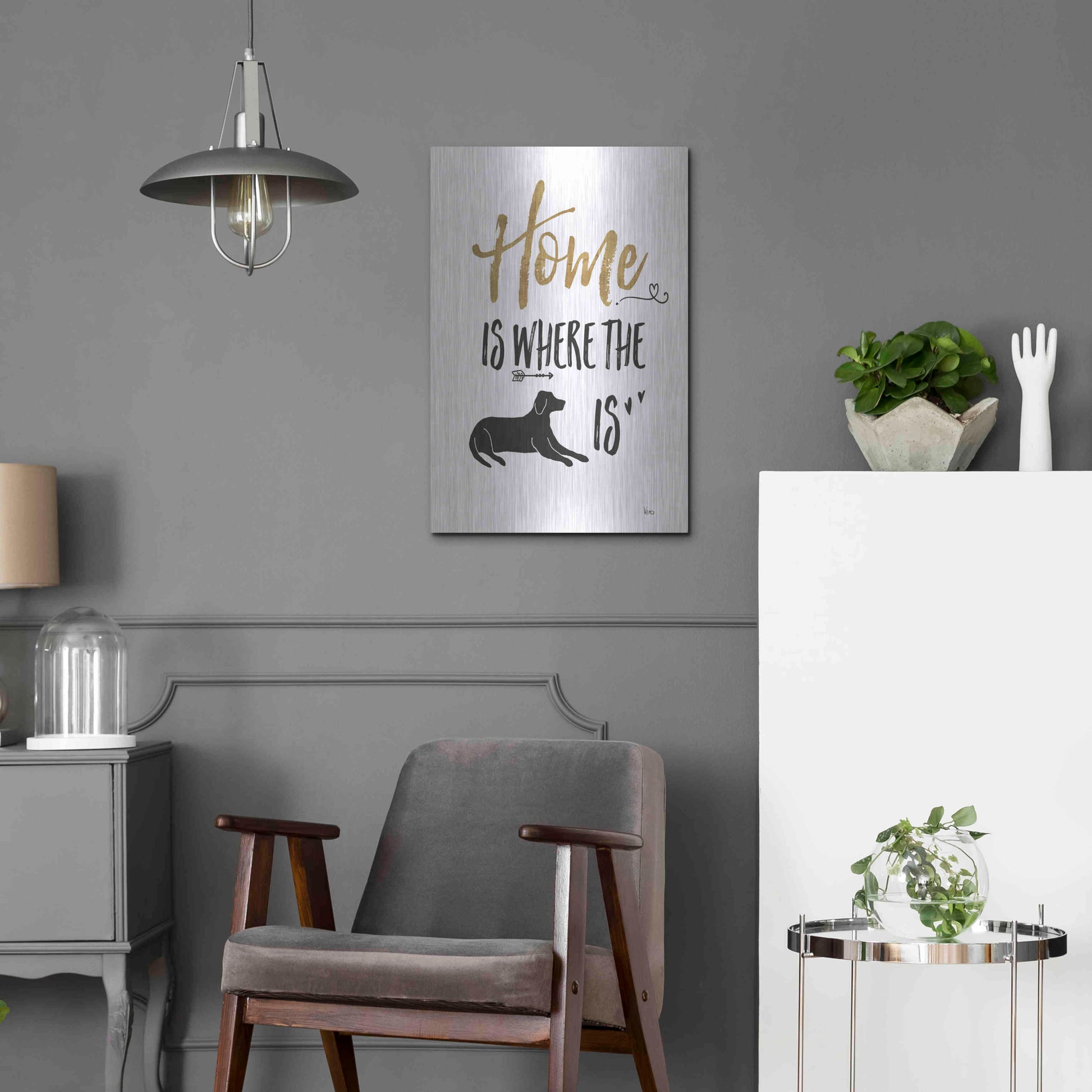 Luxe Metal Art 'Pet Love I' by Veronique Charron, Metal Wall Art,16x24