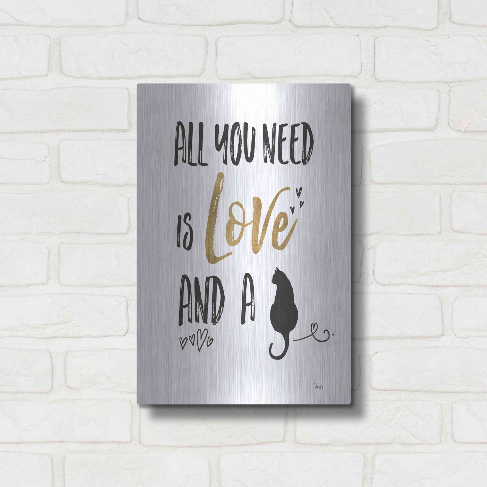 Luxe Metal Art 'Pet Love IV' by Veronique Charron, Metal Wall Art,12x16