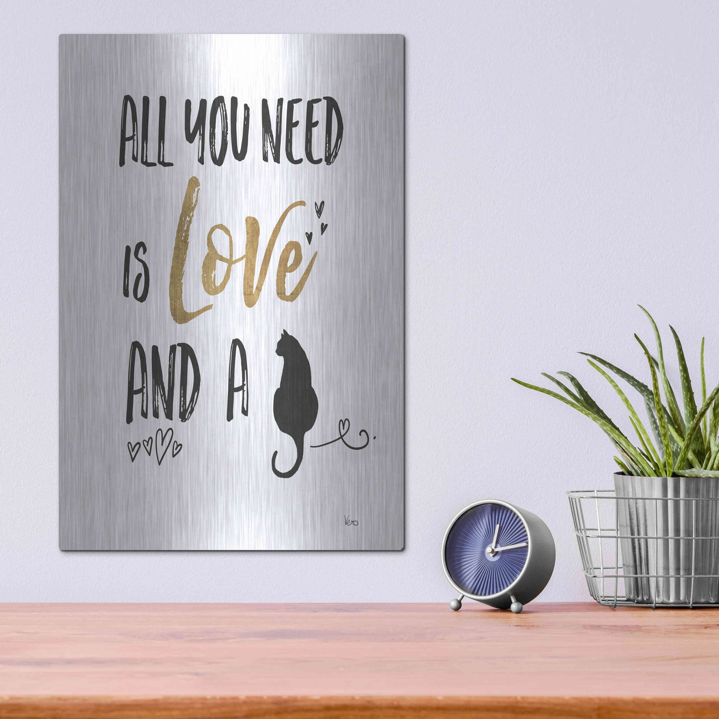 Luxe Metal Art 'Pet Love IV' by Veronique Charron, Metal Wall Art,12x16