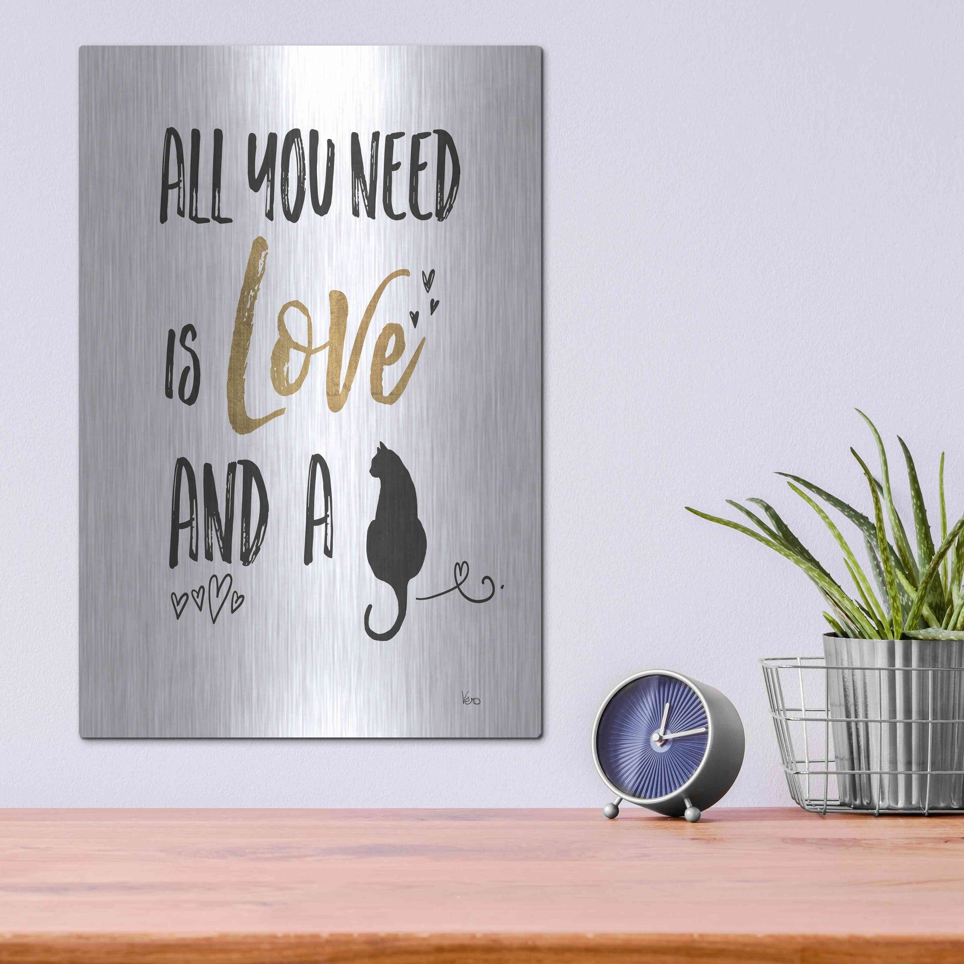 Luxe Metal Art 'Pet Love IV' by Veronique Charron, Metal Wall Art,12x16