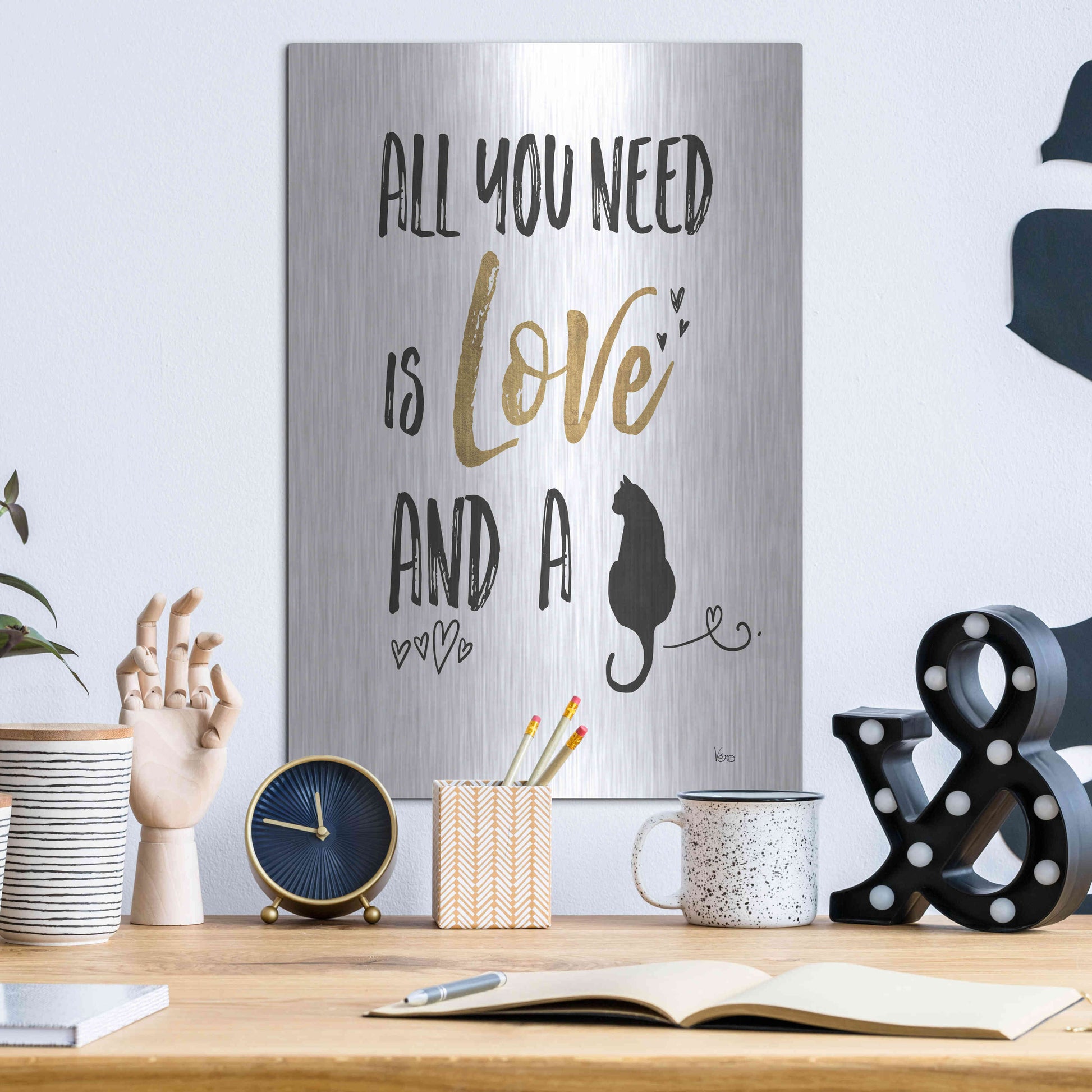 Luxe Metal Art 'Pet Love IV' by Veronique Charron, Metal Wall Art,12x16