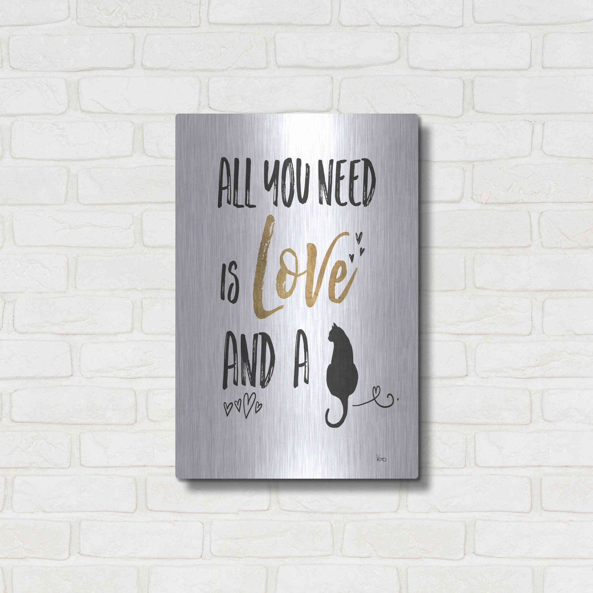 Luxe Metal Art 'Pet Love IV' by Veronique Charron, Metal Wall Art,16x24