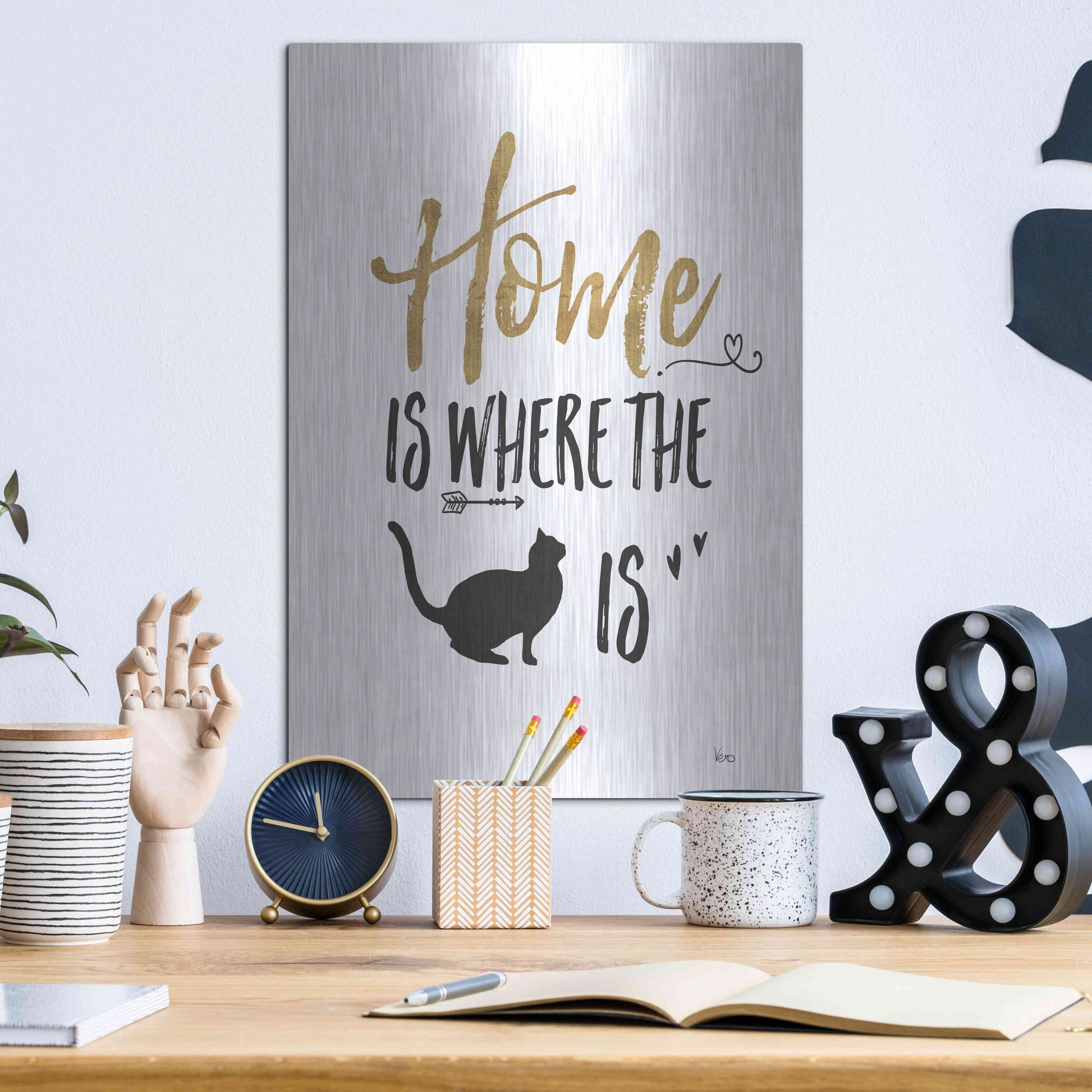 Luxe Metal Art 'Pet Love III' by Veronique Charron, Metal Wall Art,12x16