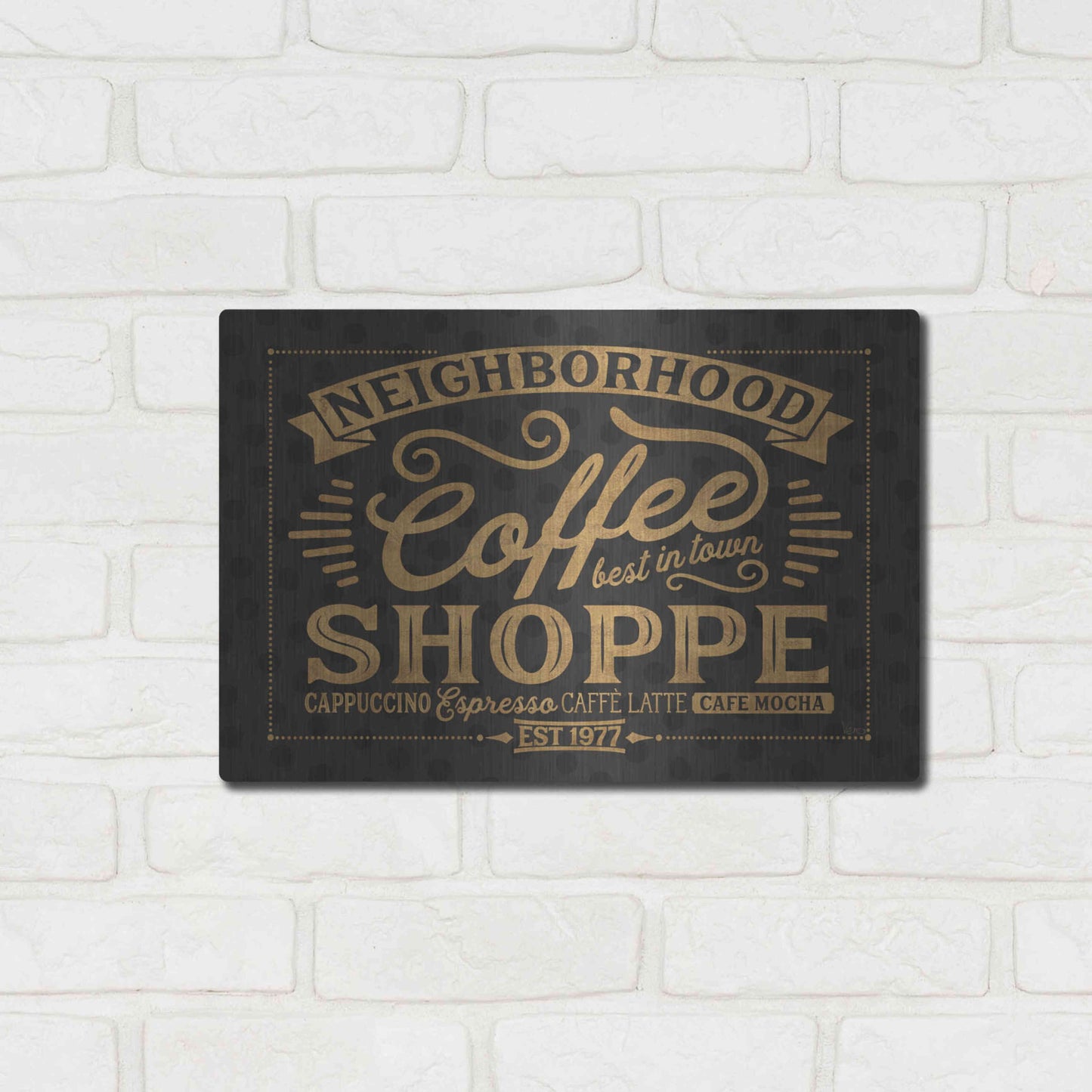 Luxe Metal Art 'Coffee and Friends IV' by Veronique Charron, Metal Wall Art,16x12