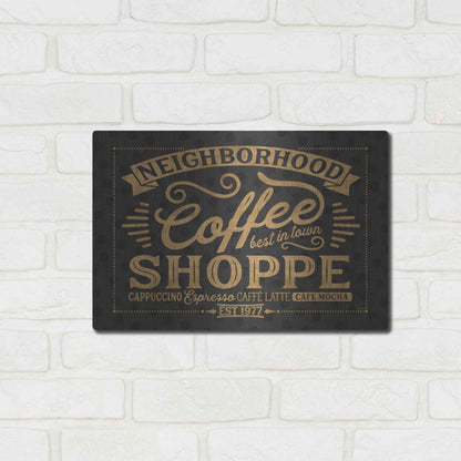 Luxe Metal Art 'Coffee and Friends IV' by Veronique Charron, Metal Wall Art,16x12