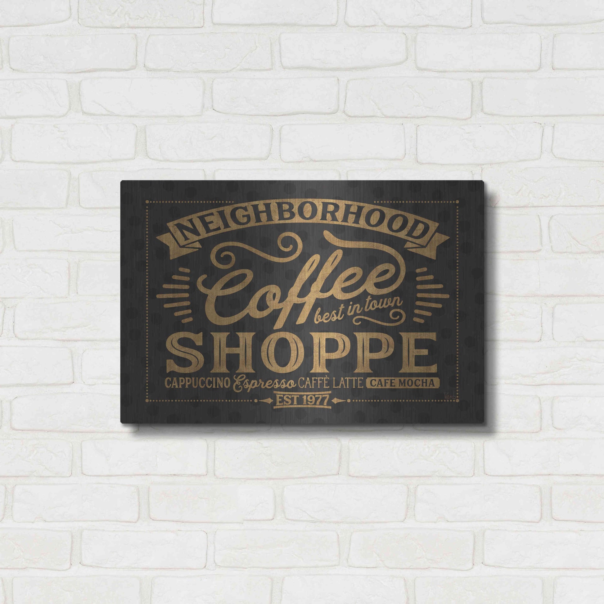 Luxe Metal Art 'Coffee and Friends IV' by Veronique Charron, Metal Wall Art,24x16