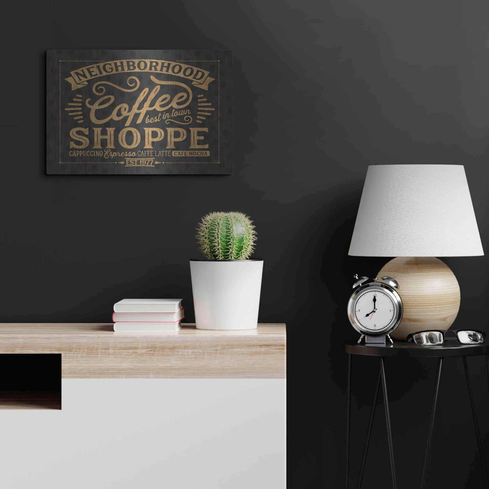 Luxe Metal Art 'Coffee and Friends IV' by Veronique Charron, Metal Wall Art,24x16