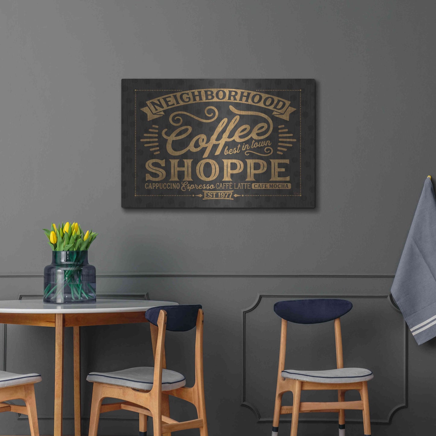 Luxe Metal Art 'Coffee and Friends IV' by Veronique Charron, Metal Wall Art,36x24
