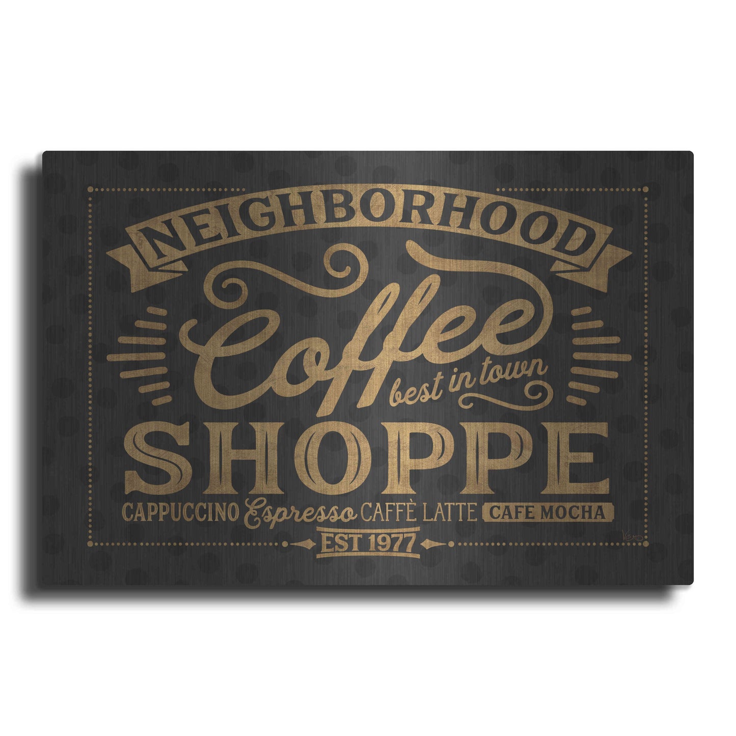 Luxe Metal Art 'Coffee and Friends IV' by Veronique Charron, Metal Wall Art