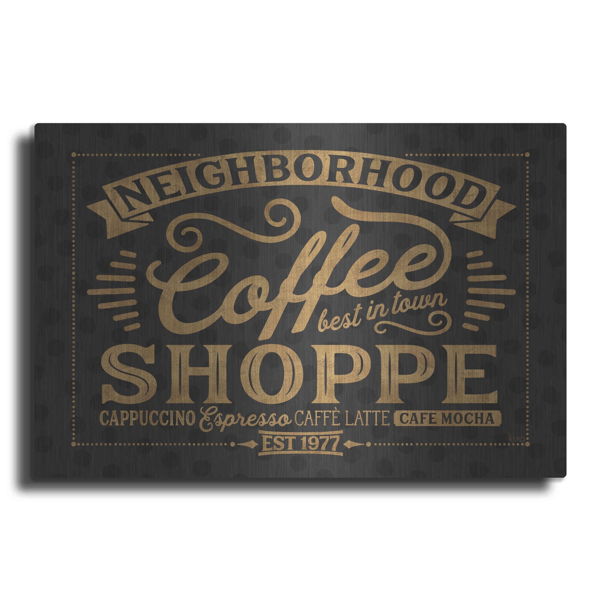 Luxe Metal Art 'Coffee and Friends IV' by Veronique Charron, Metal Wall Art