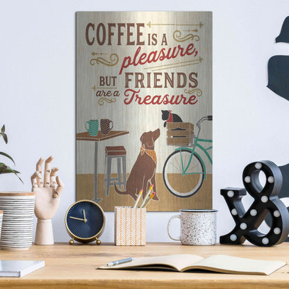 Luxe Metal Art 'Coffee and Friends II' by Veronique Charron, Metal Wall Art,12x16