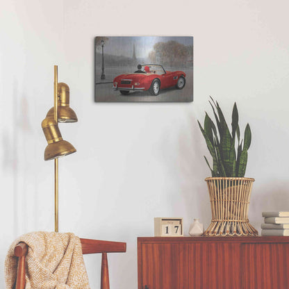 Luxe Metal Art 'A Ride in Paris III Red Car' by Marco Fabiano, Metal Wall Art,24x16