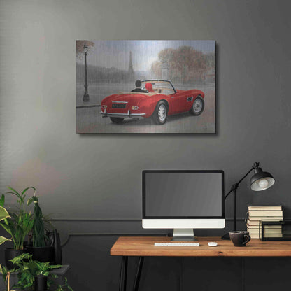 Luxe Metal Art 'A Ride in Paris III Red Car' by Marco Fabiano, Metal Wall Art,36x24