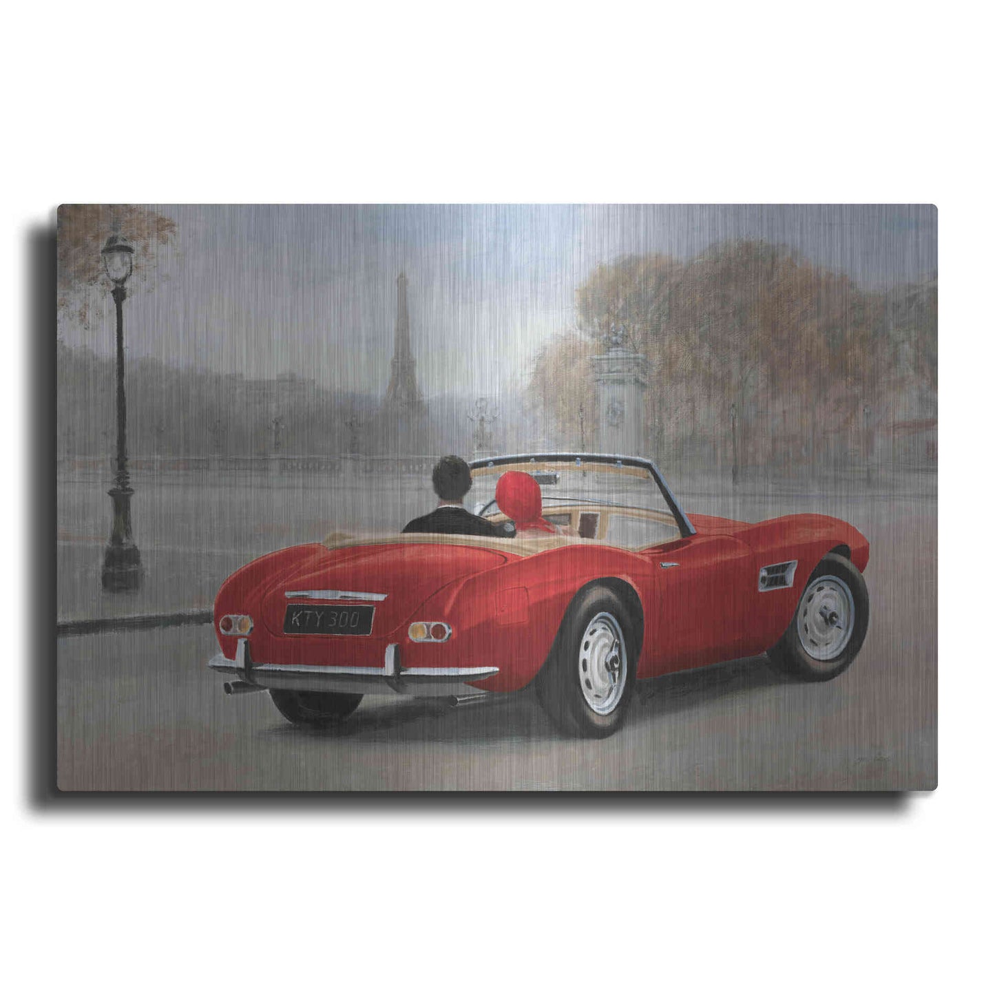 Luxe Metal Art 'A Ride in Paris III Red Car' by Marco Fabiano, Metal Wall Art