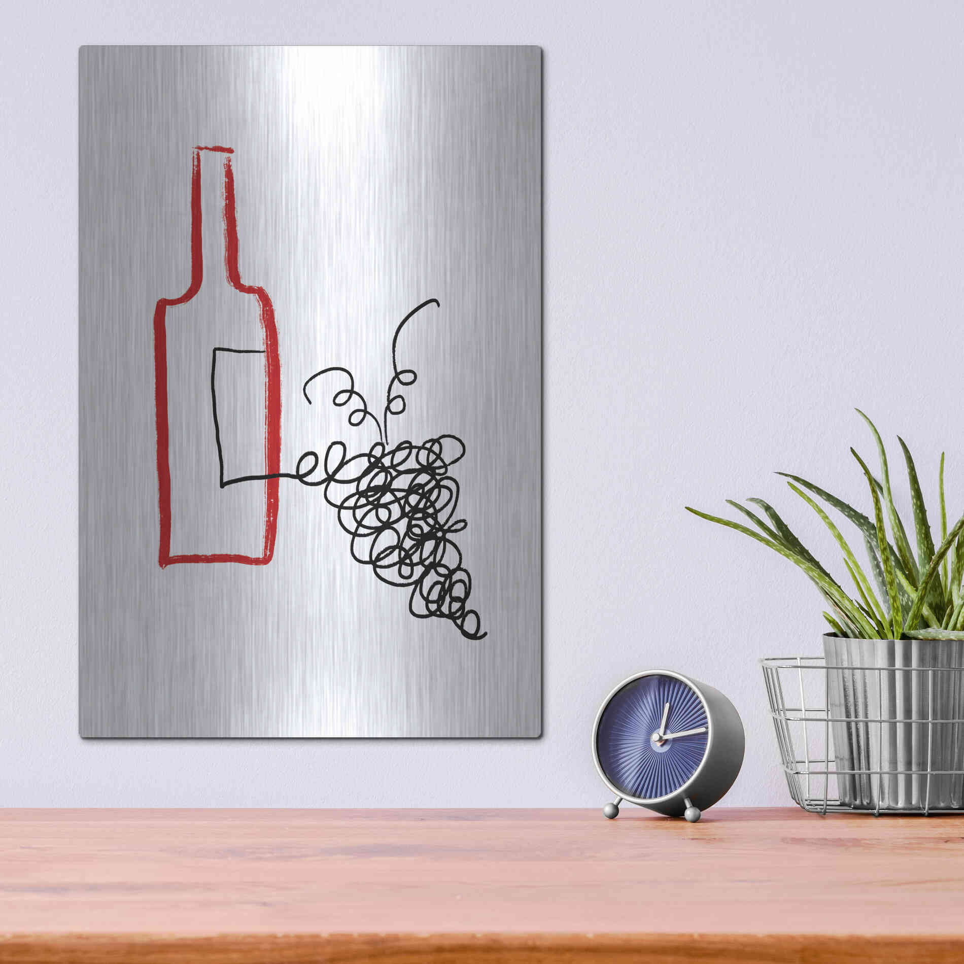 Luxe Metal Art 'A Good Wine' by Cesare Bellassai, Metal Wall Art,12x16