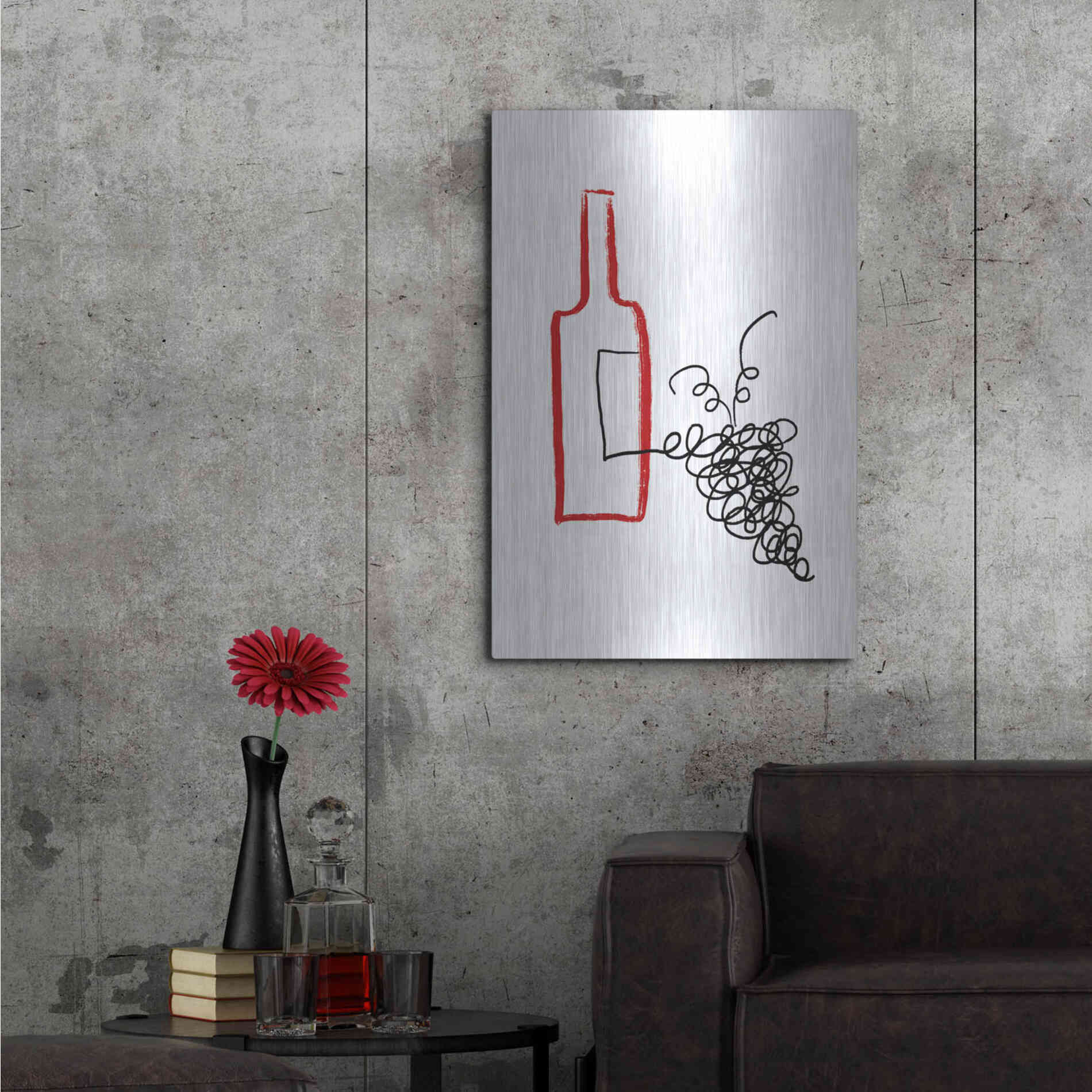 Luxe Metal Art 'A Good Wine' by Cesare Bellassai, Metal Wall Art,24x36