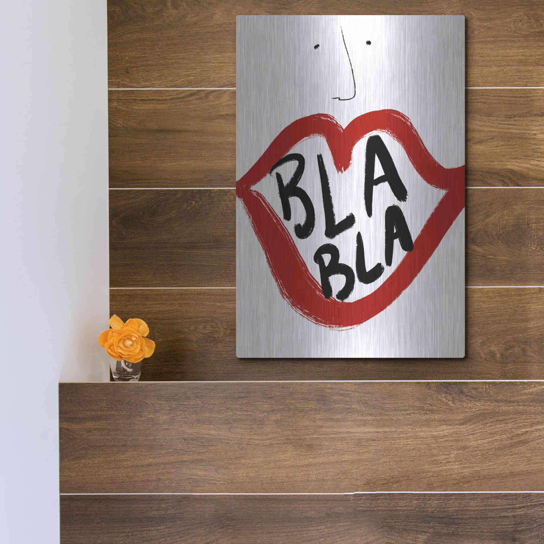 Luxe Metal Art 'Bla Bla' by Cesare Bellassai, Metal Wall Art,12x16