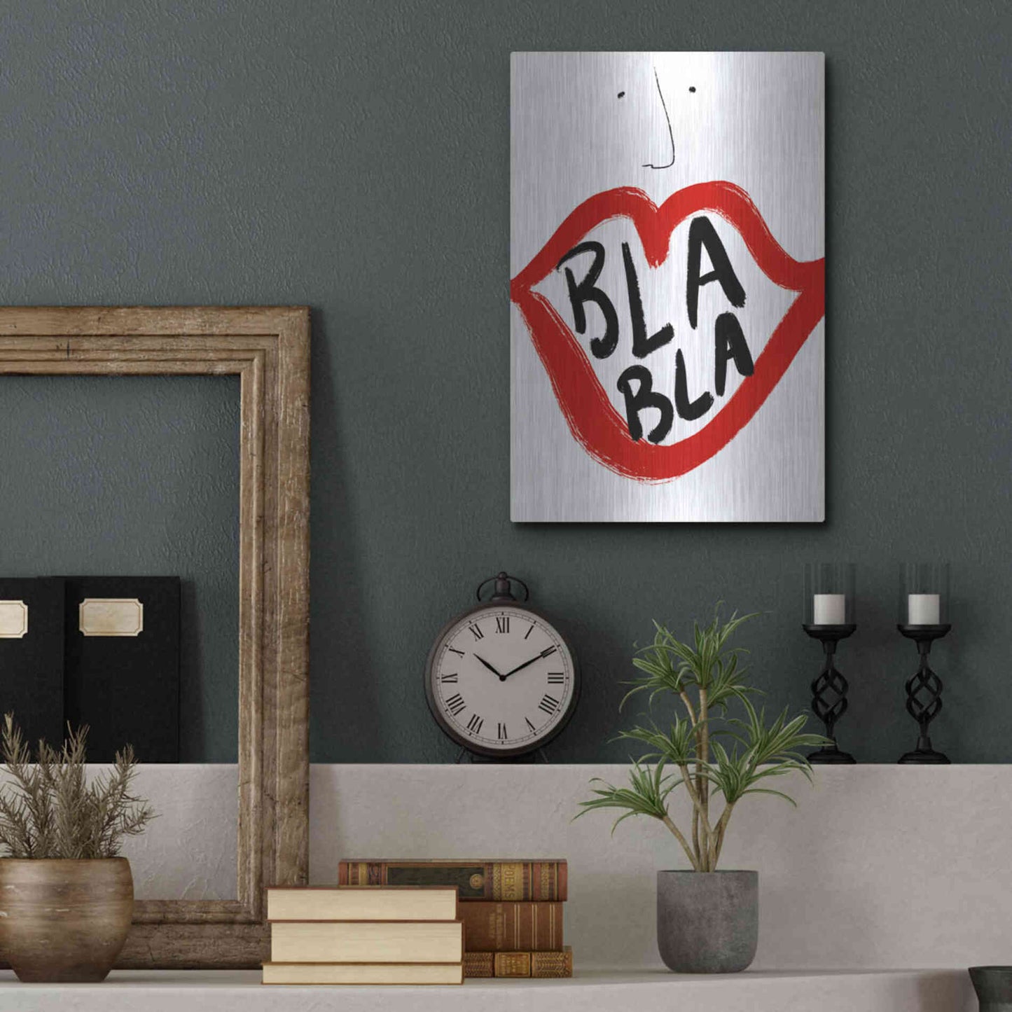 Luxe Metal Art 'Bla Bla' by Cesare Bellassai, Metal Wall Art,12x16