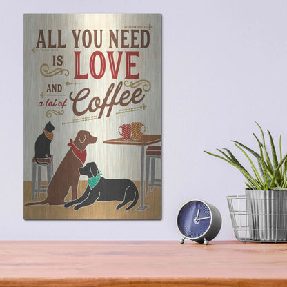 Luxe Metal Art 'Coffee and Friends III' by Veronique Charron, Metal Wall Art,12x16