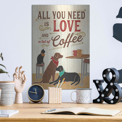 Luxe Metal Art 'Coffee and Friends III' by Veronique Charron, Metal Wall Art,12x16