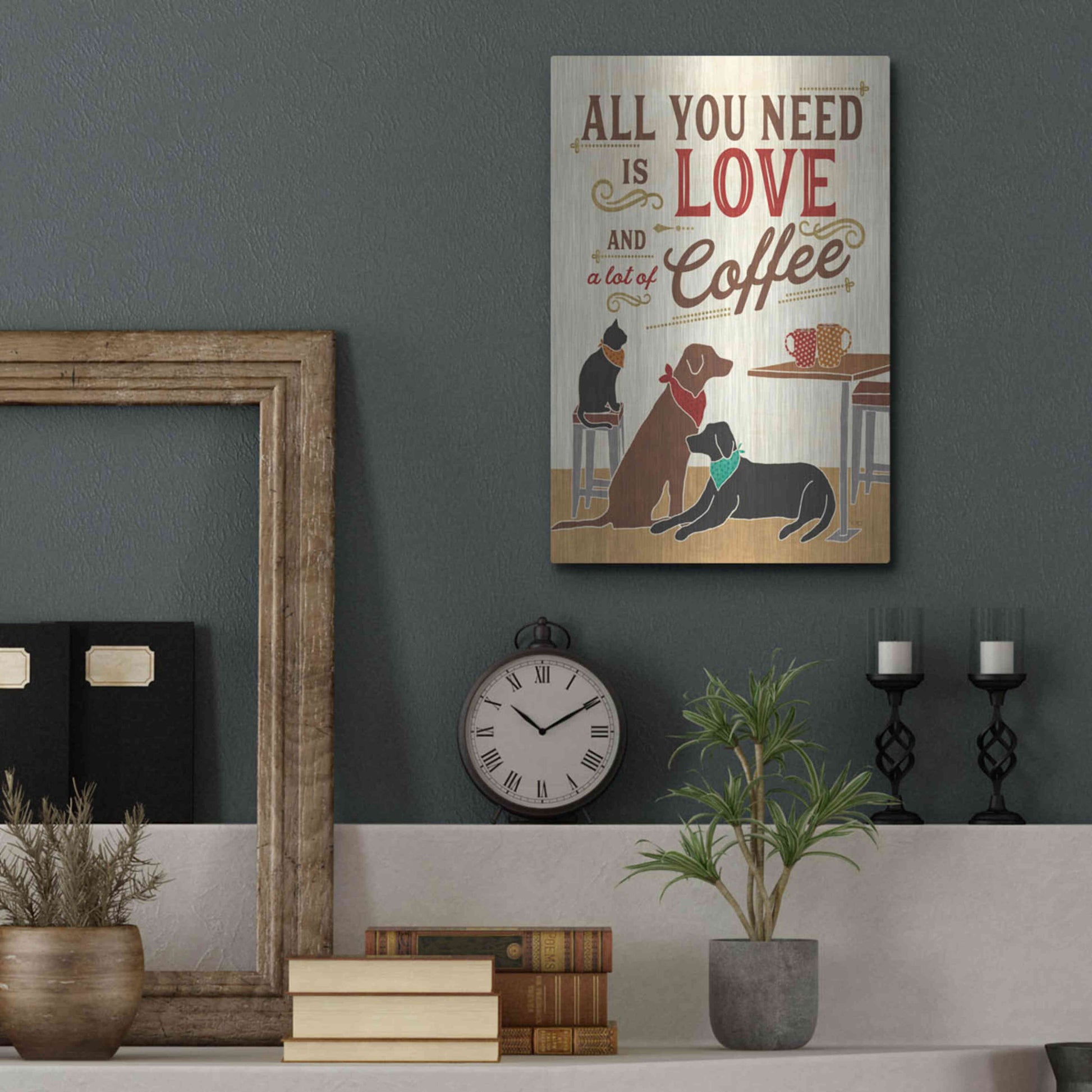Luxe Metal Art 'Coffee and Friends III' by Veronique Charron, Metal Wall Art,12x16