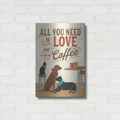 Luxe Metal Art 'Coffee and Friends III' by Veronique Charron, Metal Wall Art,16x24