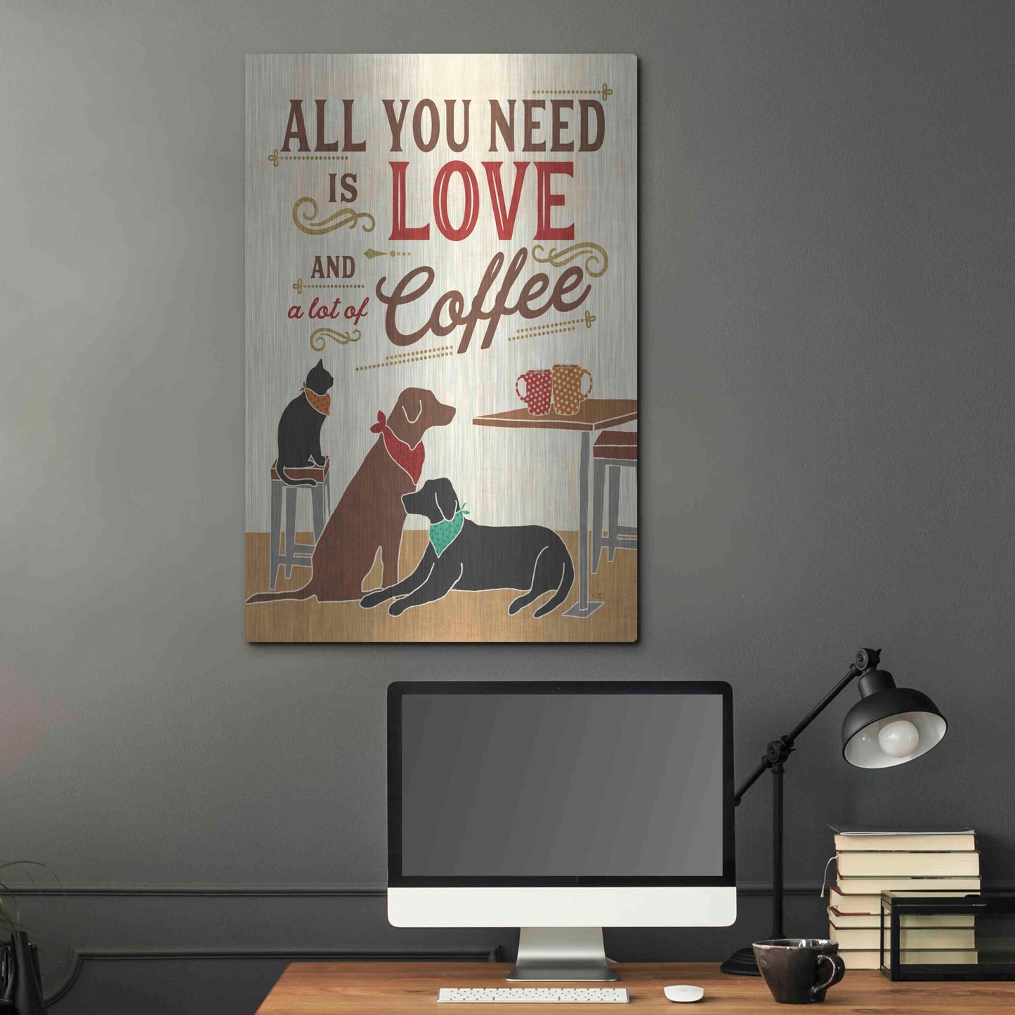 Luxe Metal Art 'Coffee and Friends III' by Veronique Charron, Metal Wall Art,24x36