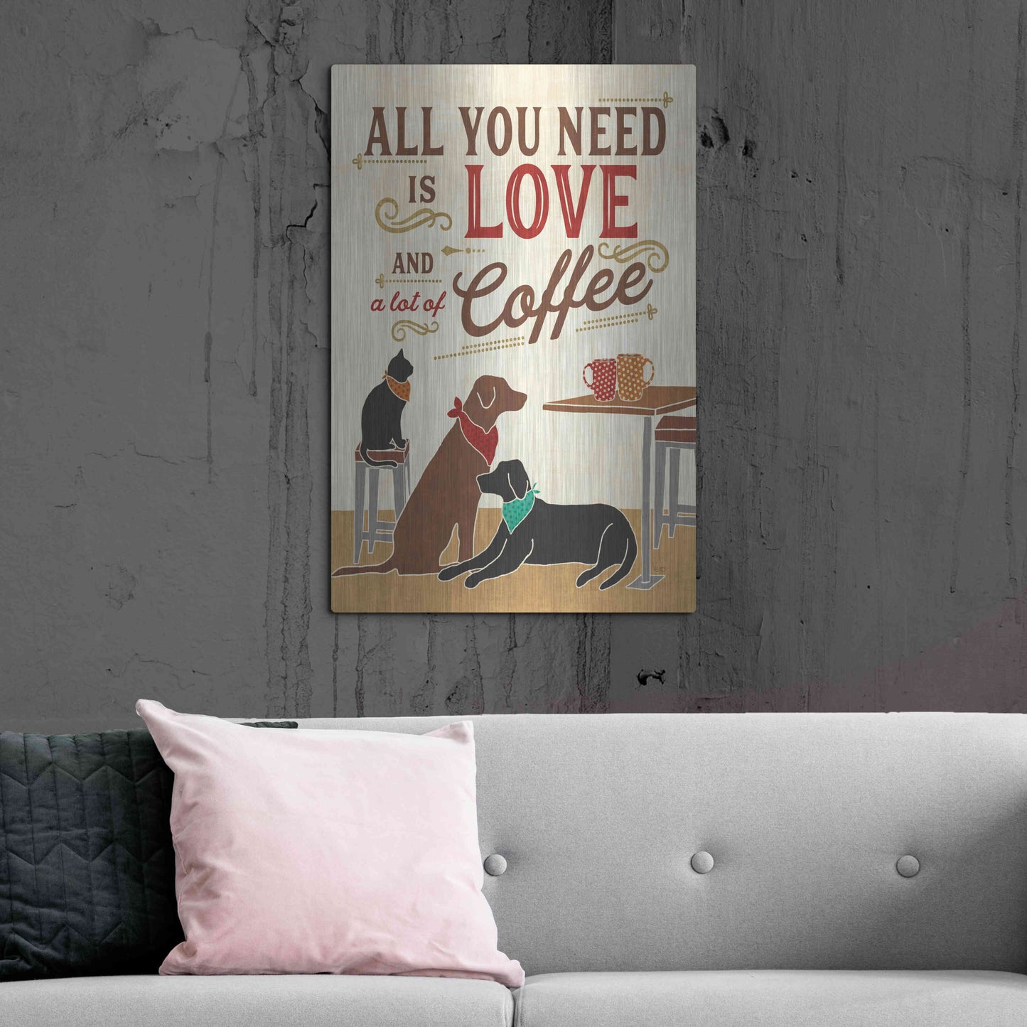 Luxe Metal Art 'Coffee and Friends III' by Veronique Charron, Metal Wall Art,24x36