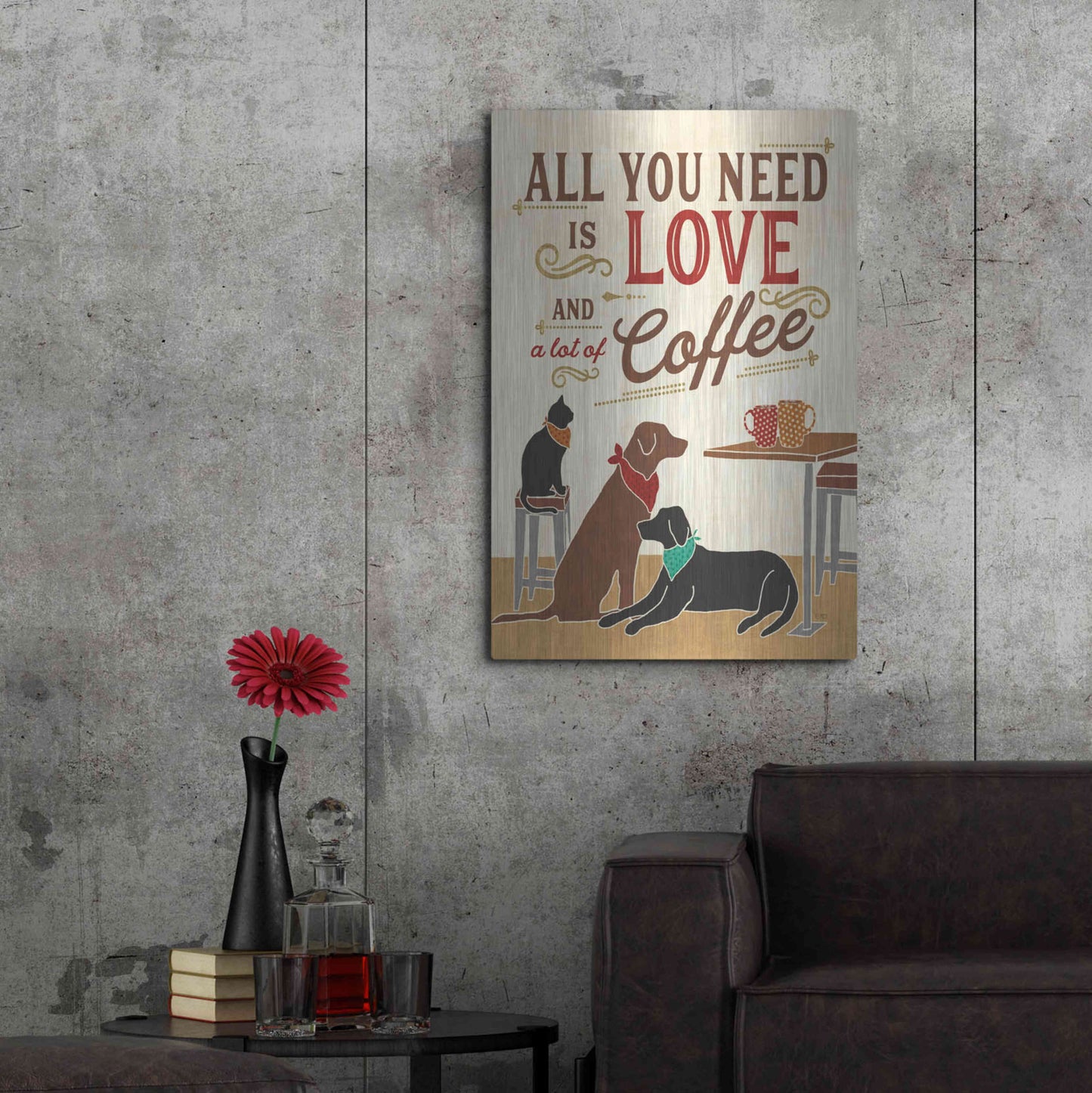 Luxe Metal Art 'Coffee and Friends III' by Veronique Charron, Metal Wall Art,24x36