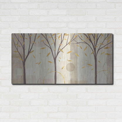 Luxe Metal Art 'Watercolor Forest Gold I' by Veronique Charron, Metal Wall Art,48x24