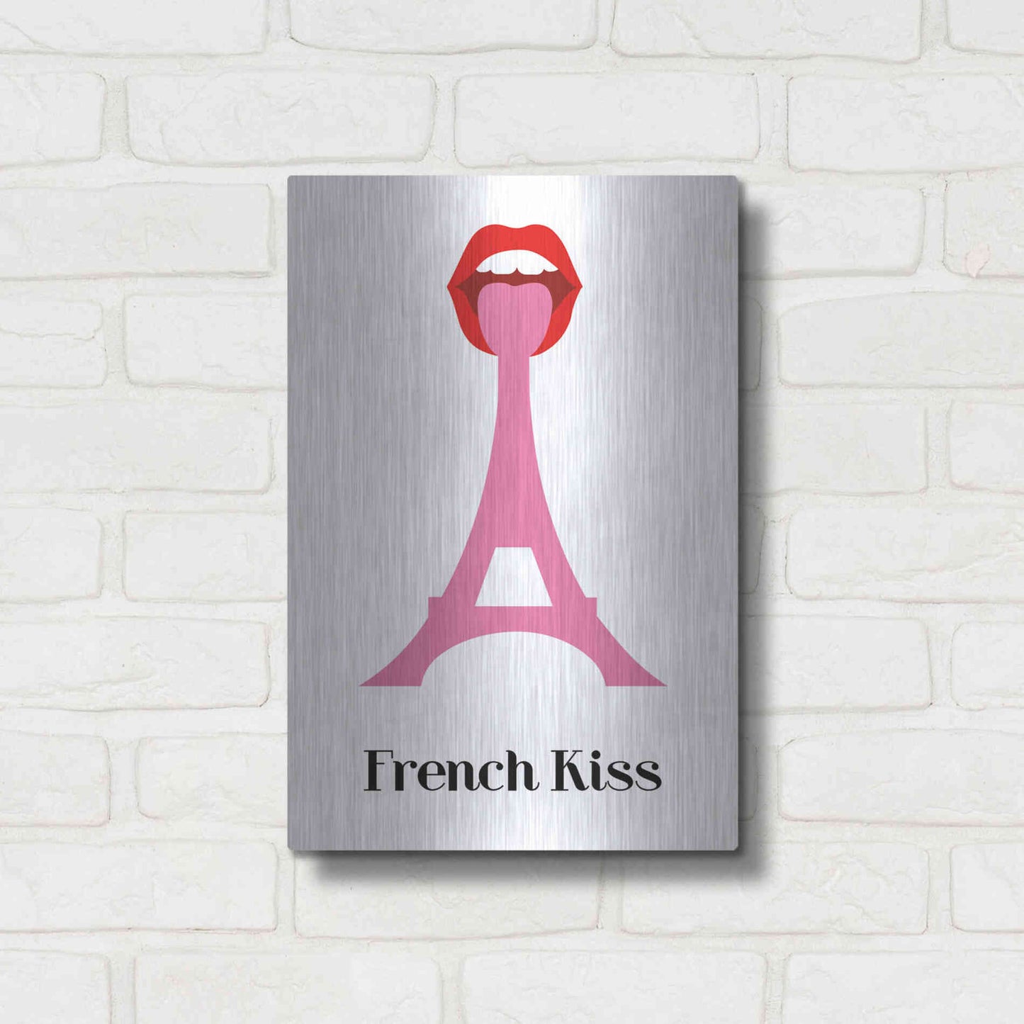 Luxe Metal Art 'French Kiss' by Cesare Bellassai, Metal Wall Art,12x16