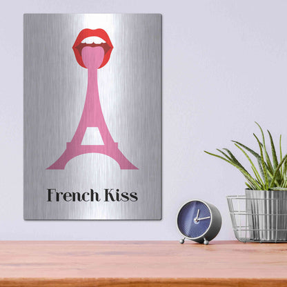 Luxe Metal Art 'French Kiss' by Cesare Bellassai, Metal Wall Art,12x16