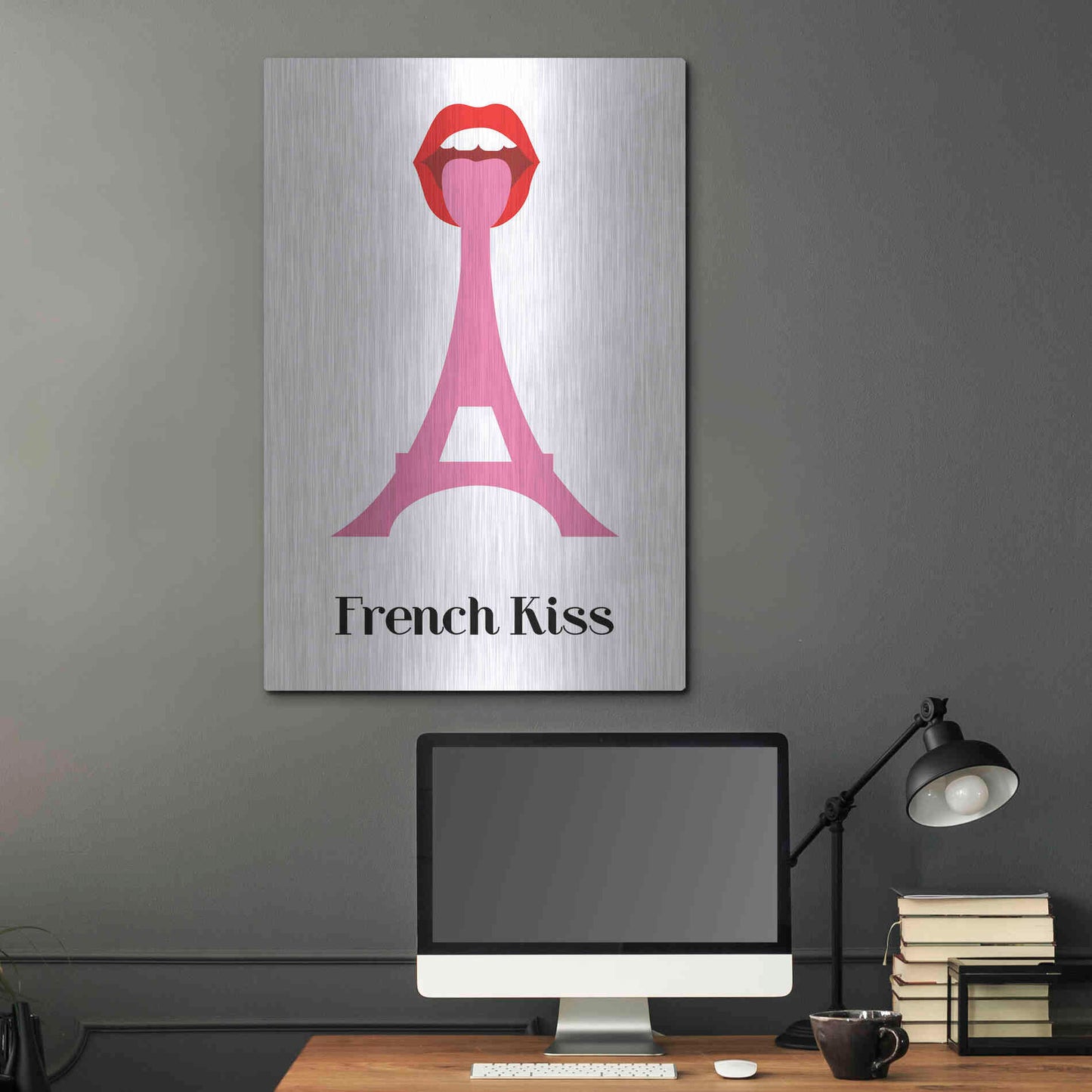 Luxe Metal Art 'French Kiss' by Cesare Bellassai, Metal Wall Art,24x36