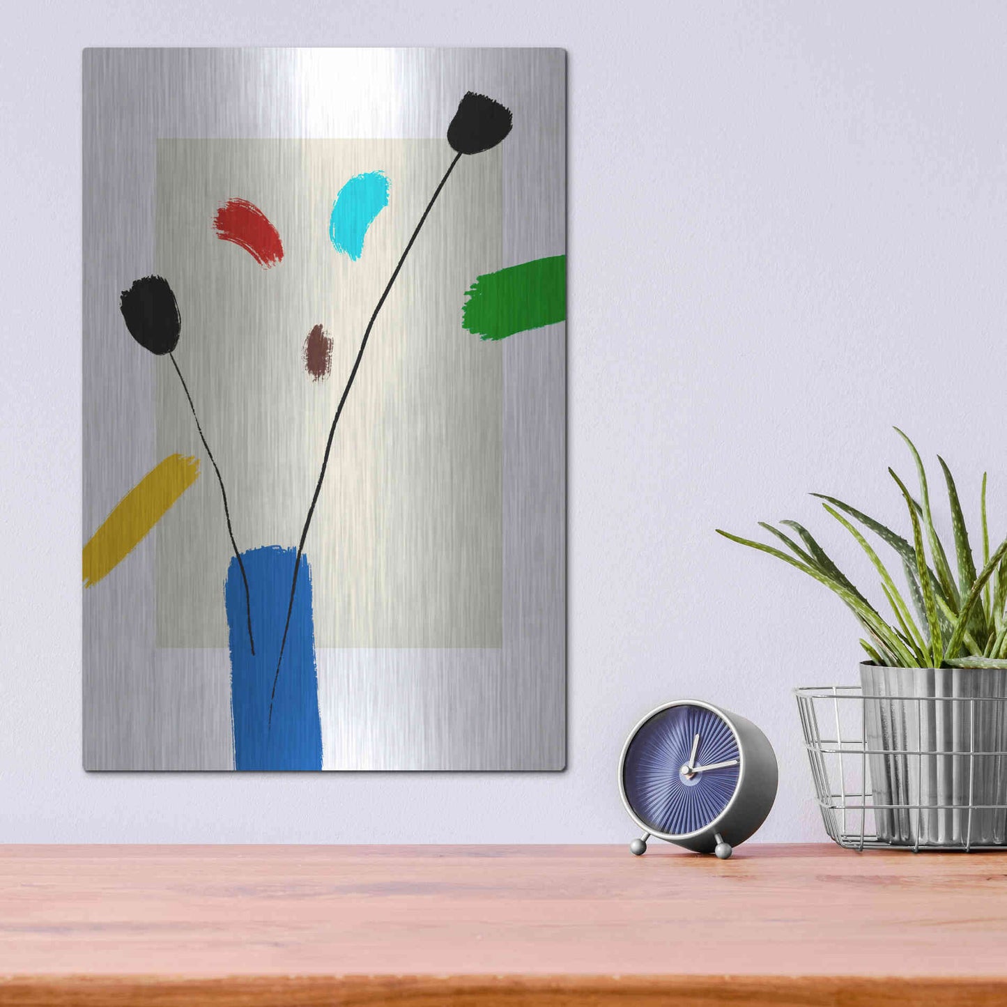 Luxe Metal Art 'Happy Flowers' by Cesare Bellassai, Metal Wall Art,12x16