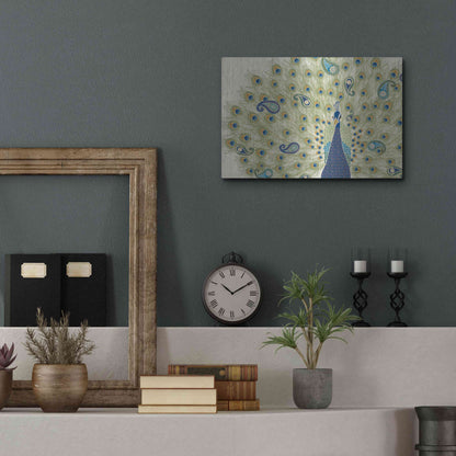 Luxe Metal Art 'Peacock Paradise II' by Veronique Charron, Metal Wall Art,16x12