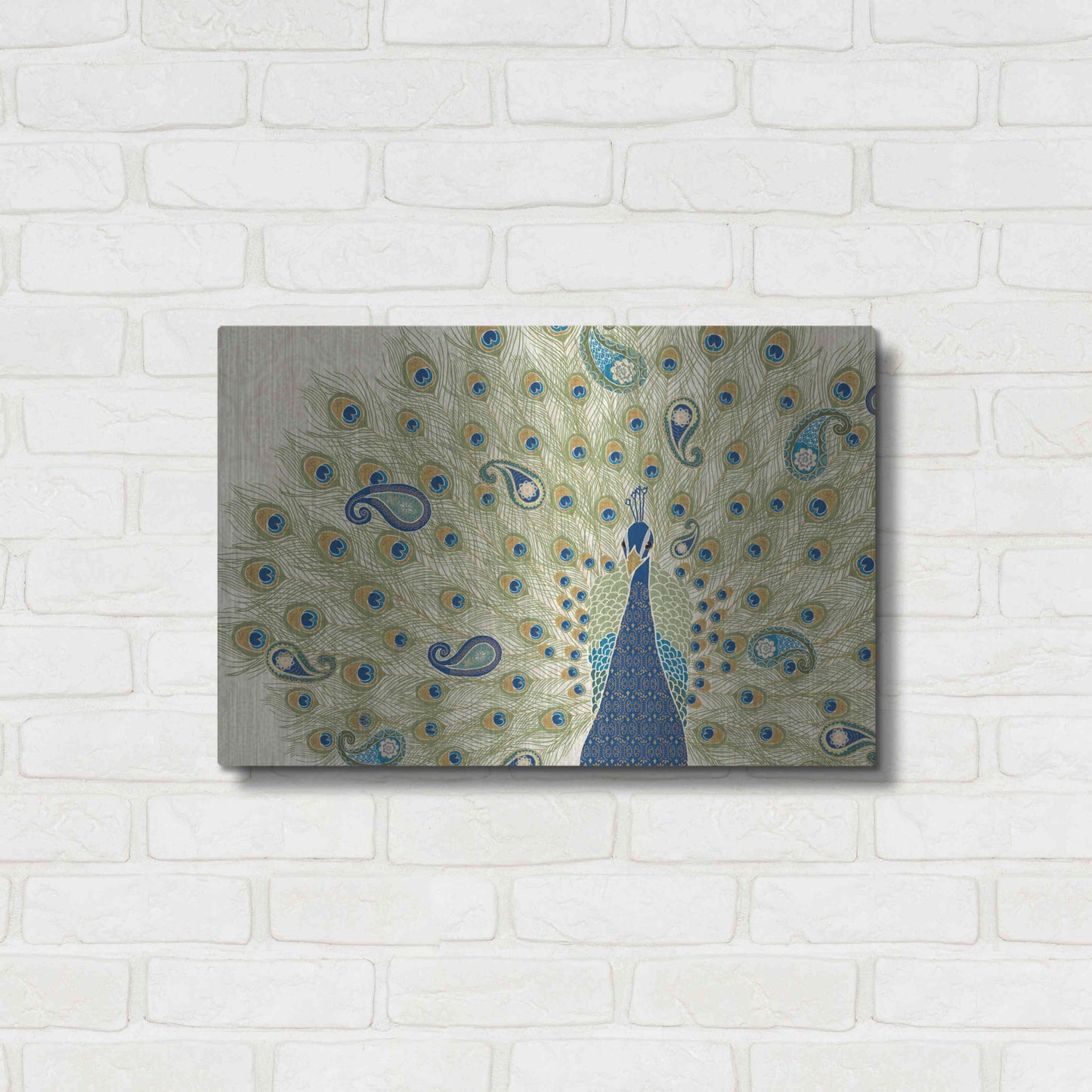 Luxe Metal Art 'Peacock Paradise II' by Veronique Charron, Metal Wall Art,24x16