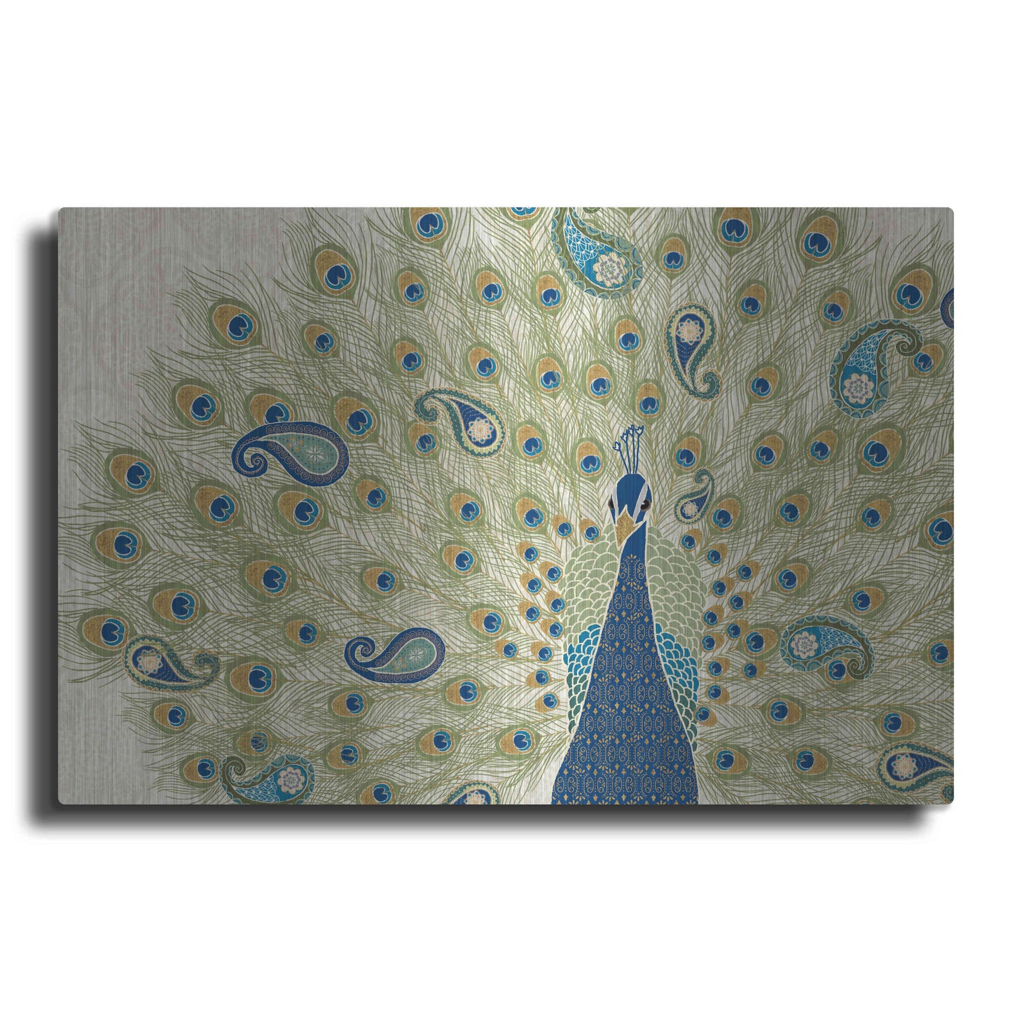 Luxe Metal Art 'Peacock Paradise II' by Veronique Charron, Metal Wall Art