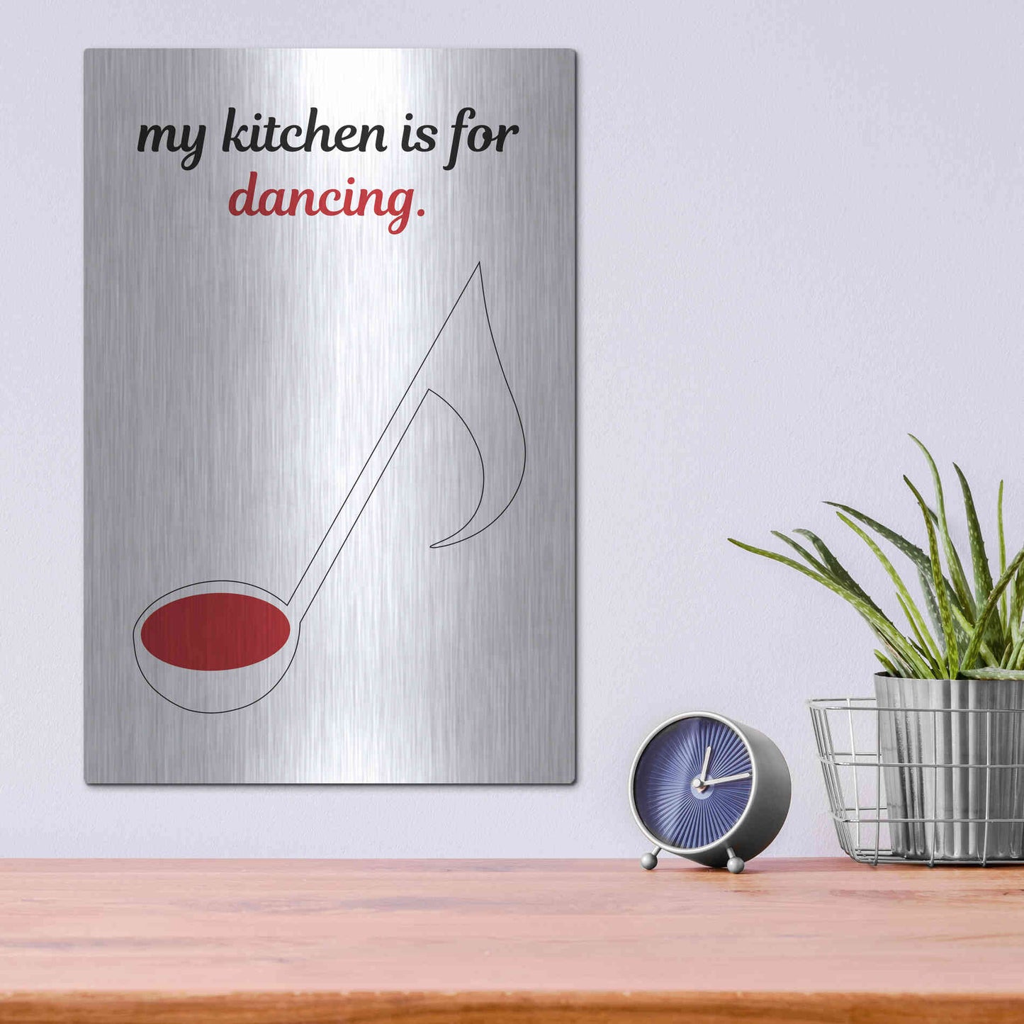 Luxe Metal Art 'My Kitchen is for Dancing' by Cesare Bellassai, Metal Wall Art,12x16