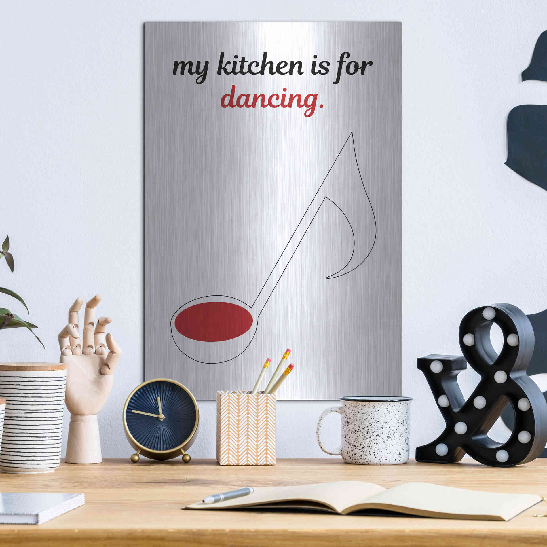 Luxe Metal Art 'My Kitchen is for Dancing' by Cesare Bellassai, Metal Wall Art,12x16