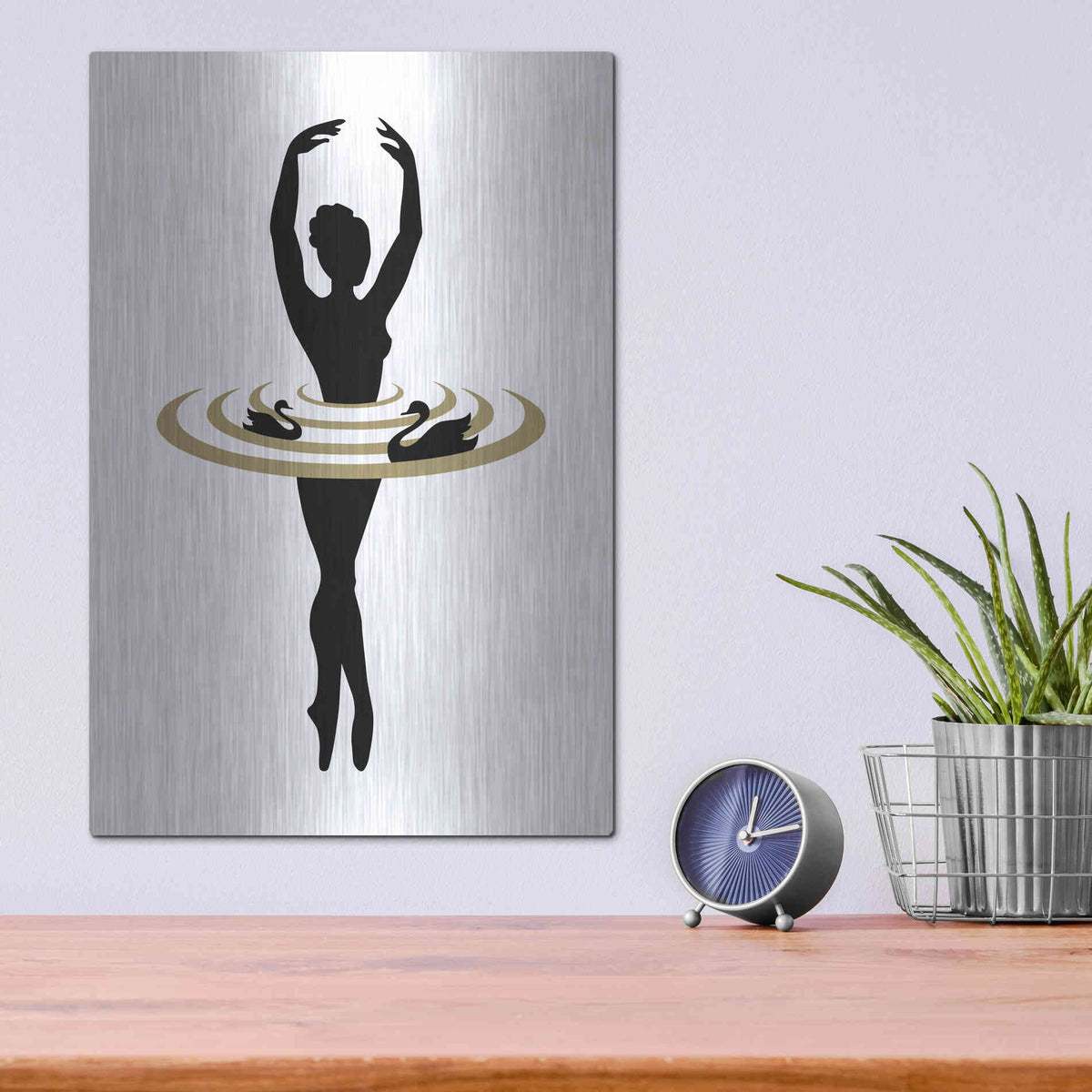 Luxe Metal Art 'The Black Swan' by Cesare Bellassai, Metal Wall Art,12x16