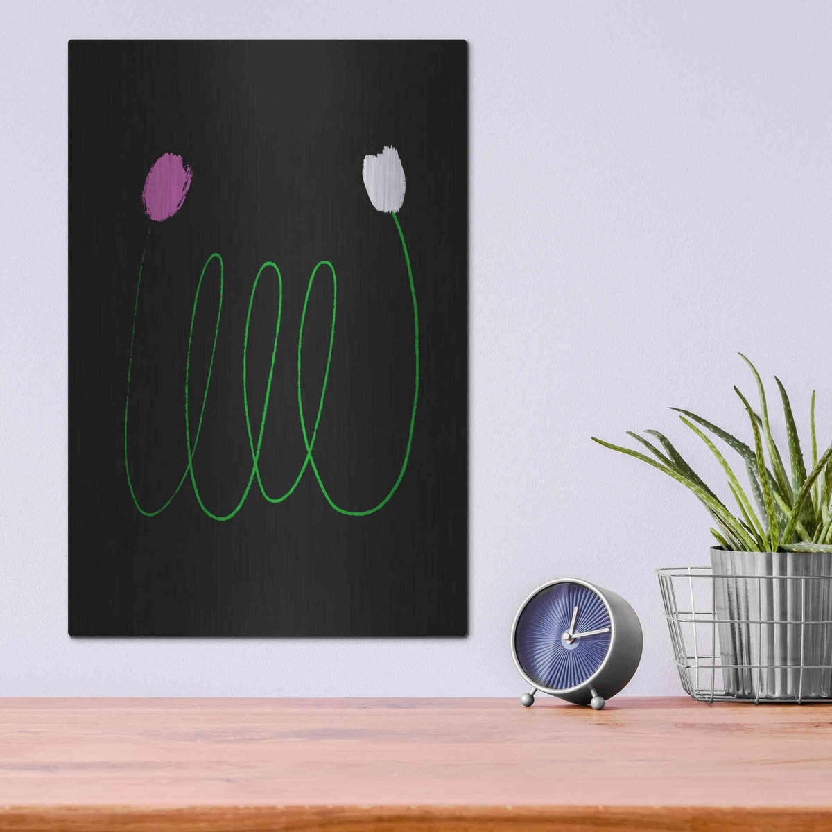 Luxe Metal Art 'Two Tulips' by Cesare Bellassai, Metal Wall Art,12x16