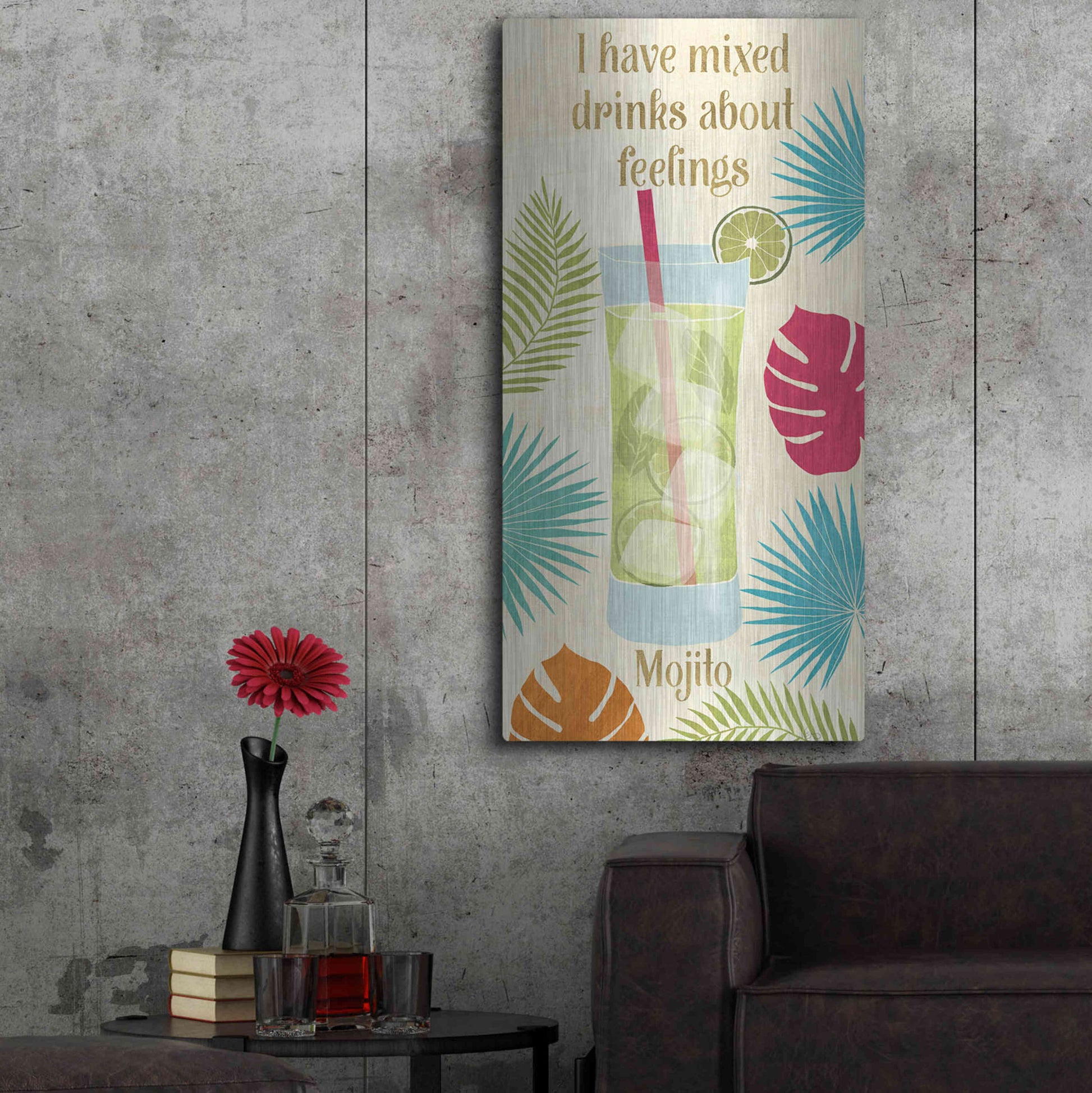 Luxe Metal Art 'Exotic Breeze XVI' by Veronique Charron, Metal Wall Art,24x48